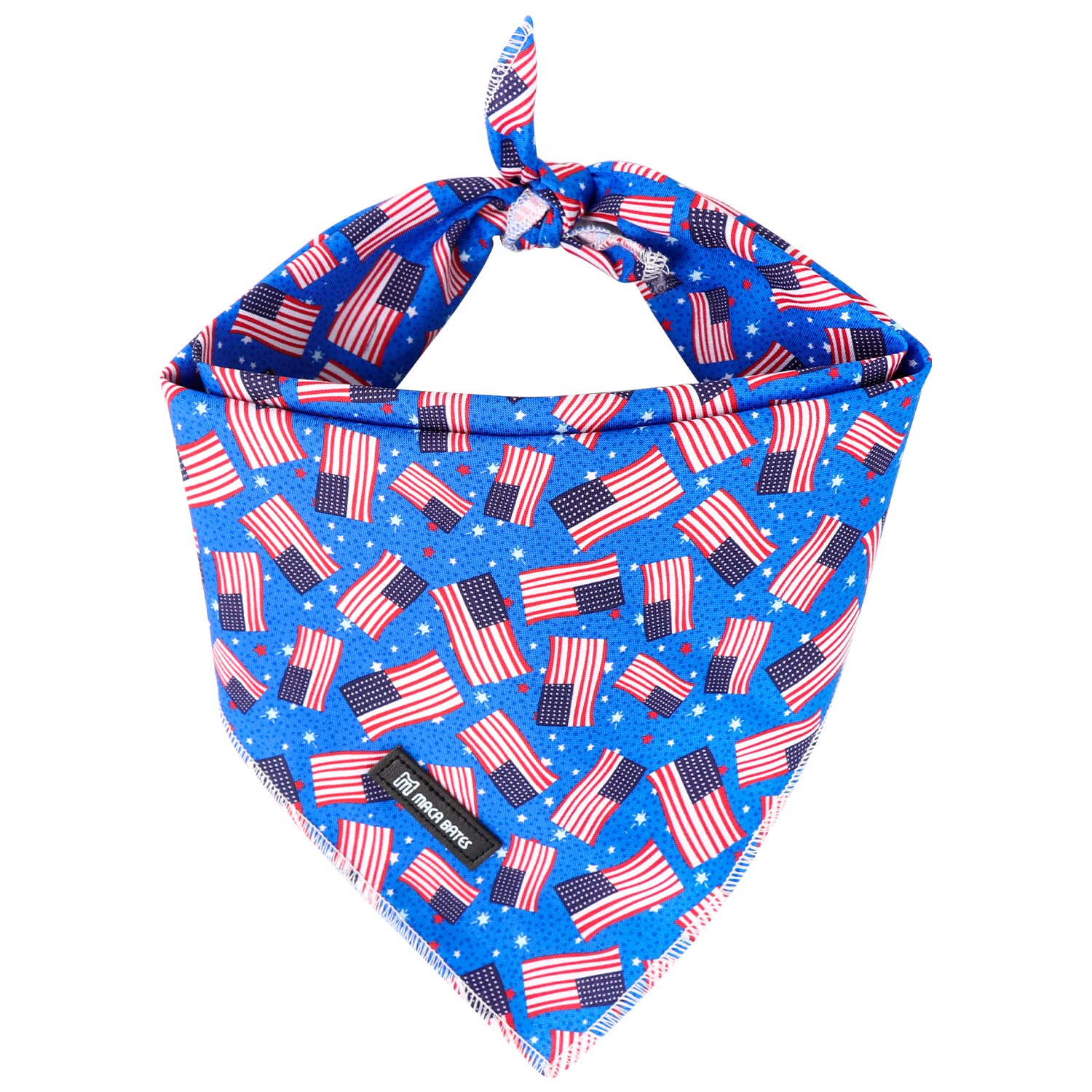 M MACA BATESMACA Bates American Flag Dog Bandana, Holiday Flag Dog Triangle Bid Scarf, Adjustable Cotton Bandana for Small Medium Large Dog（S）