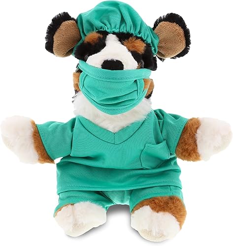 DolliBu Juguete de peluche de doctor bernés  Supersuave perro bernés doctor de peluche con bonito uniforme y traje de gorra, regalo con