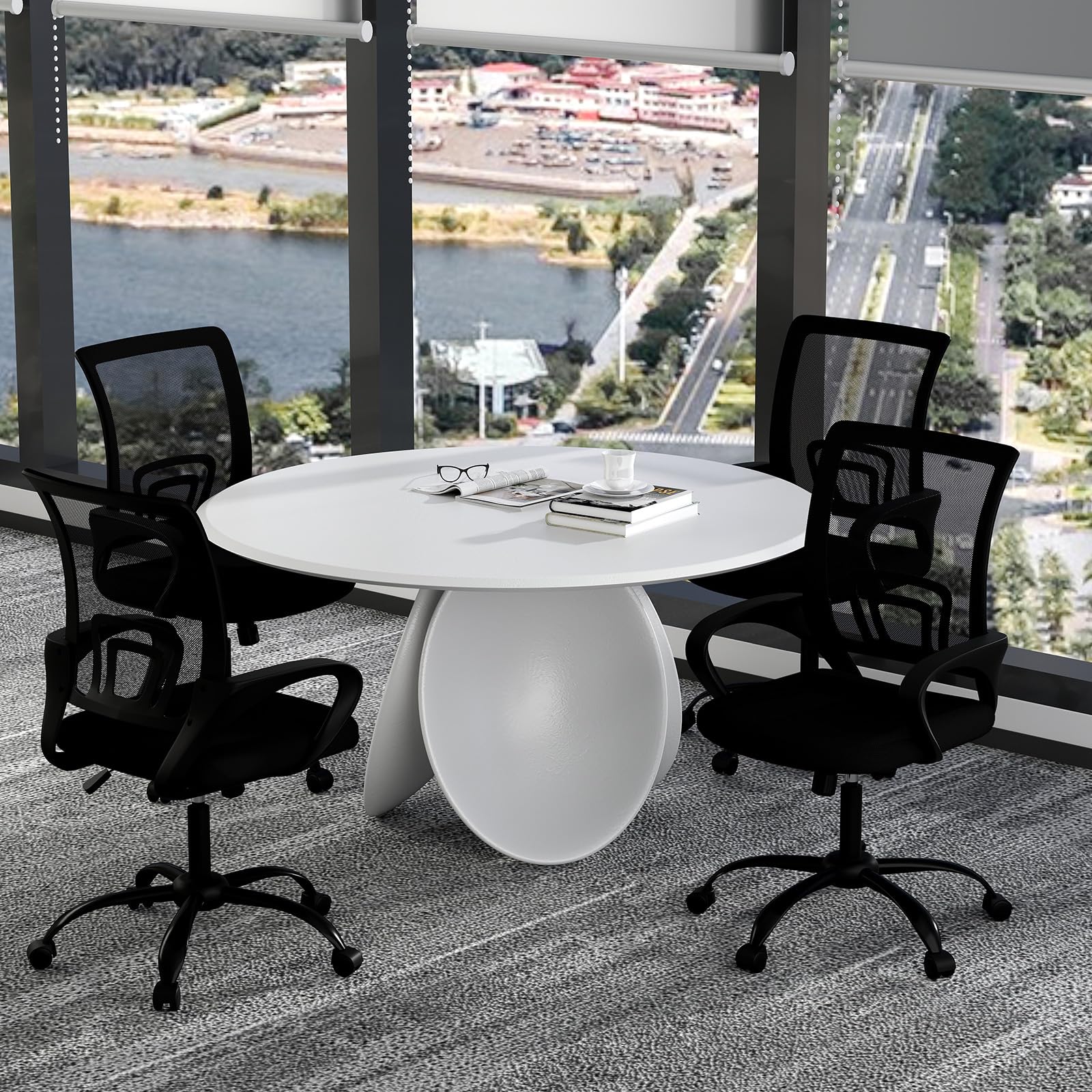 Bonzy Home Ergonomic Office Chairs Set of 2 Rolling Conference Room Chairs with Wheel Mesh Computer Desk Chair — view 4