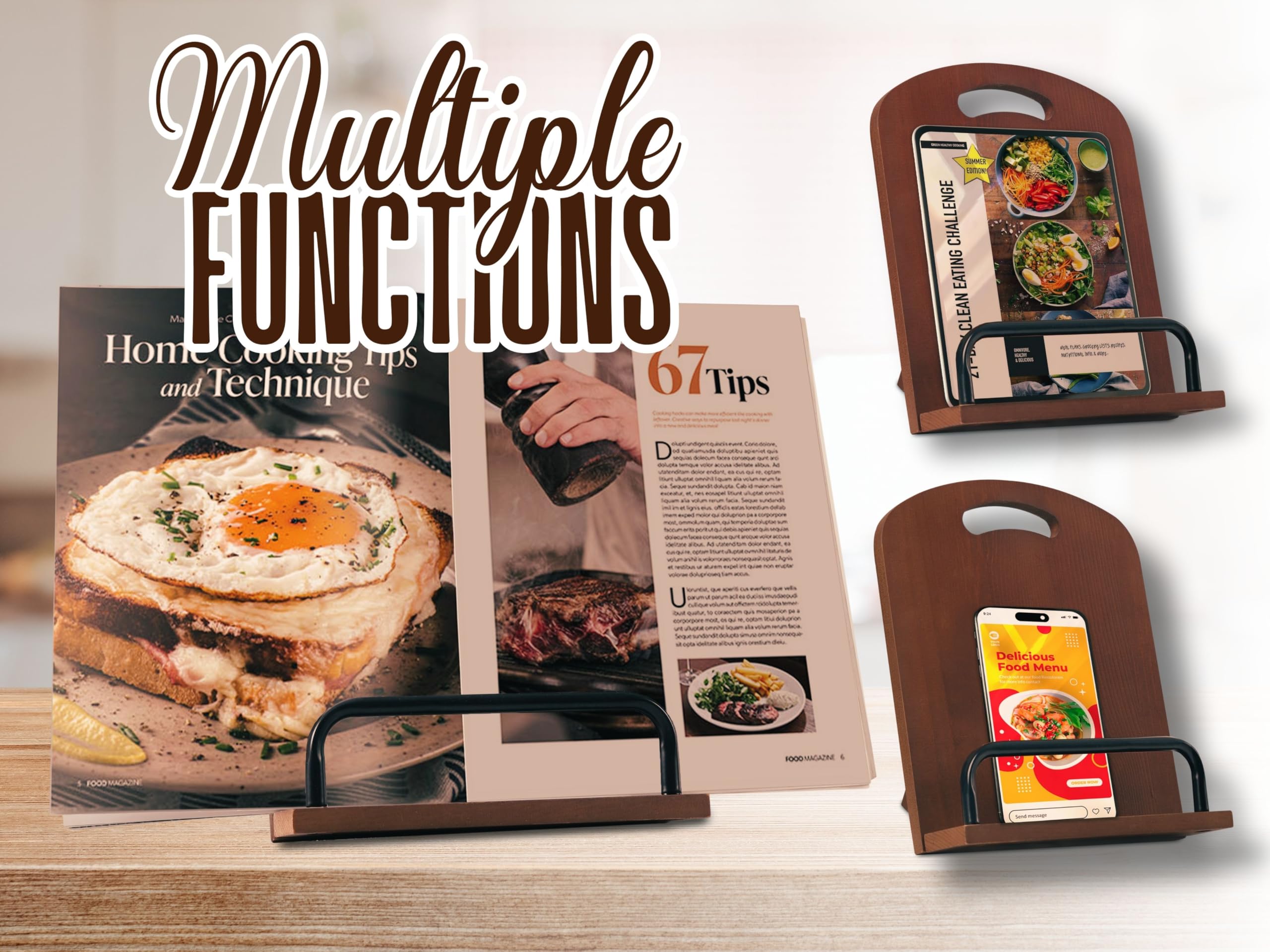 InnoBeta Mommom Gifts from Grandkids, Cookbook Stand for Kitchen Counter, Perfect Gifts for Mommom on Birthday, Adjustable Tablet Recipe Book Holder, Unique Kitchen & Home Decor