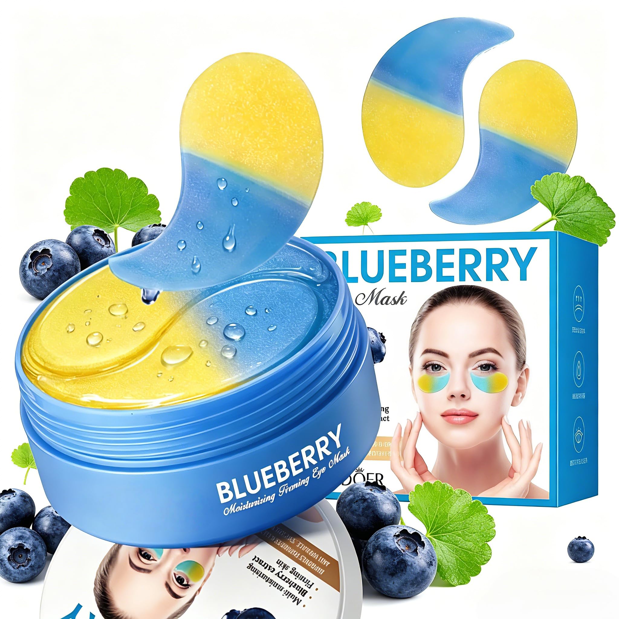 Patch Occhi per Borse e Occhiaie, 60PC Maschera Occhiaies,Maschera Collagene Patch,Eye Patches Essence,Allevia la Stanchezza, Elimina le Borse e Riduce le Rughe