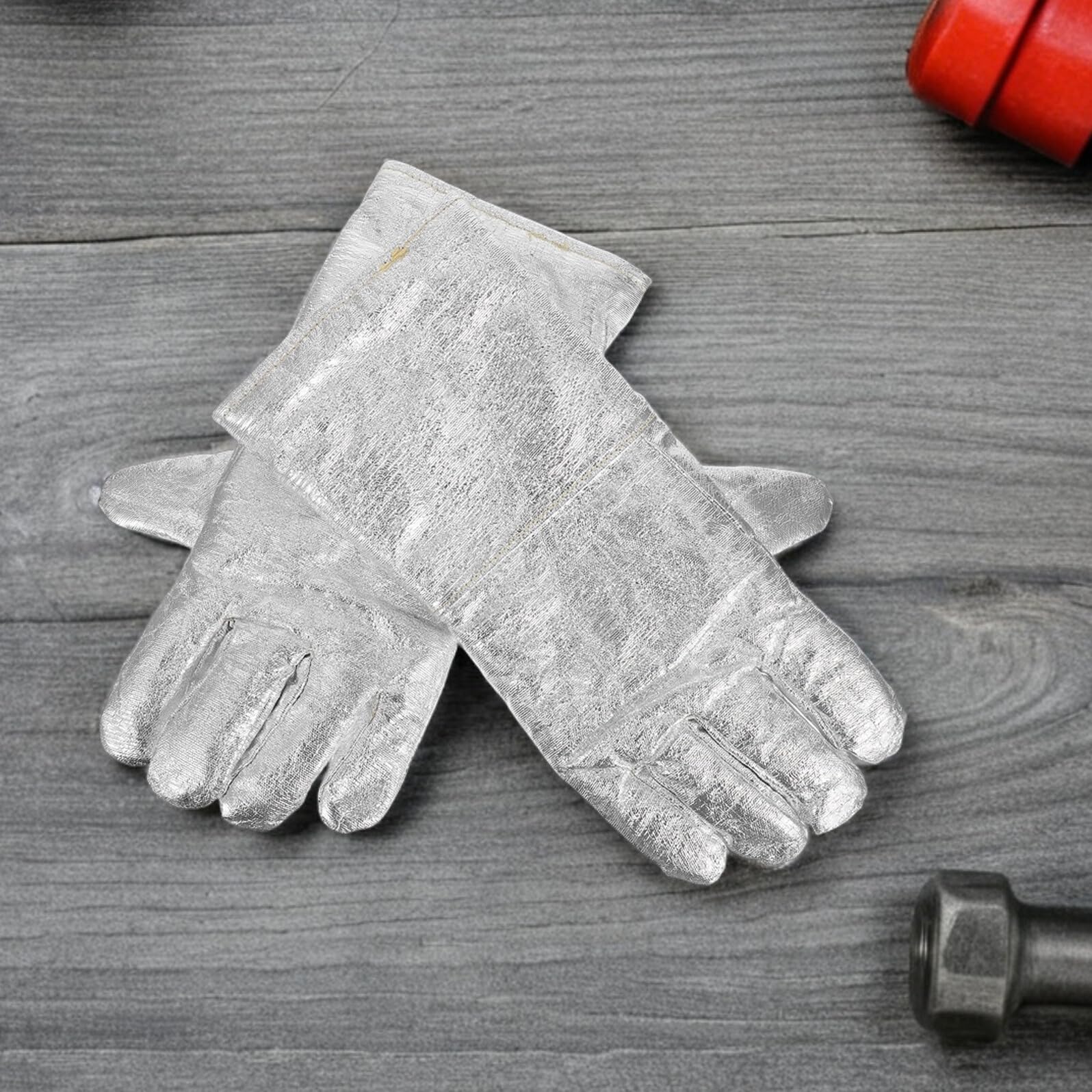 Hitzebeständige Aluminiumfolie Handschuhe Hitzeisolierte Schweiß Gießhandschuhe für Industrie Schmiede Ofenarbeit und Bbq Flexible Arbeitshandschuhe für Mechaniker und Arbeiter