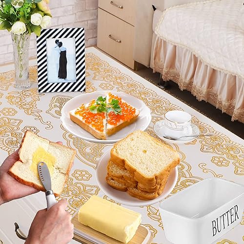 Miniatura 6 de Mantequillera grande con tapa para encimera, recipiente de mantequilla de cerámica con soporte para cuchillos, sellos de silicona dobles Butte