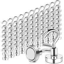 MAGXCENE 100 Pack Magnetic Hooks Heavy Duty 25 lbs Strong Rare Earth Magnet Hooks for Hanging, Refrigerator, Neodymium Magnets with Hooks for Grill Kitchen Tool Storage