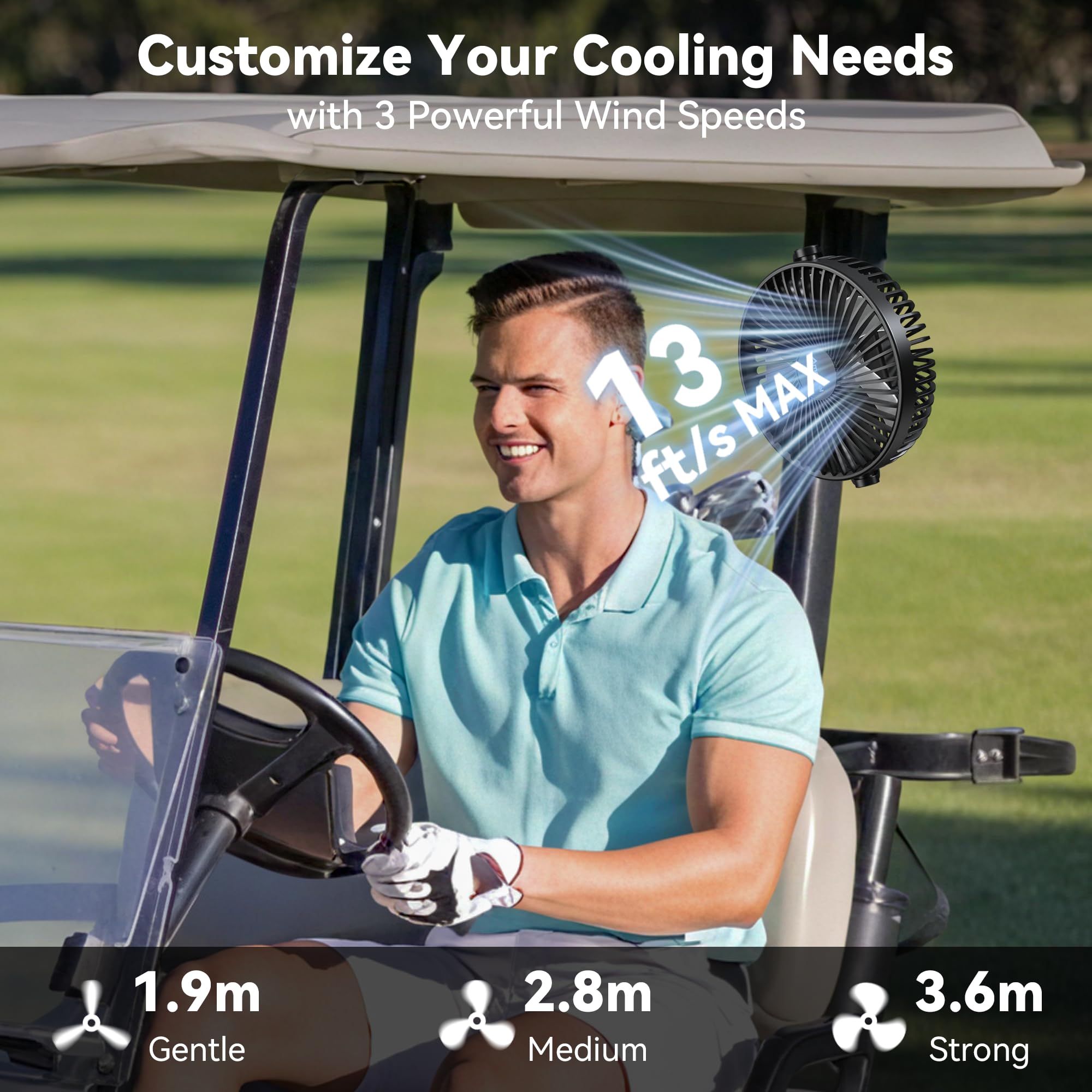 Snapklik.com : AMACOOL Magnetic Golf Cart Fan Compatible