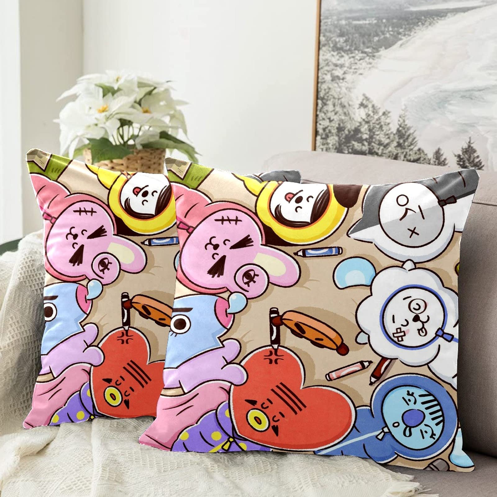 Amazon.co.jp: bts 防弾少年団 クッションカバー bt21 枕カバー