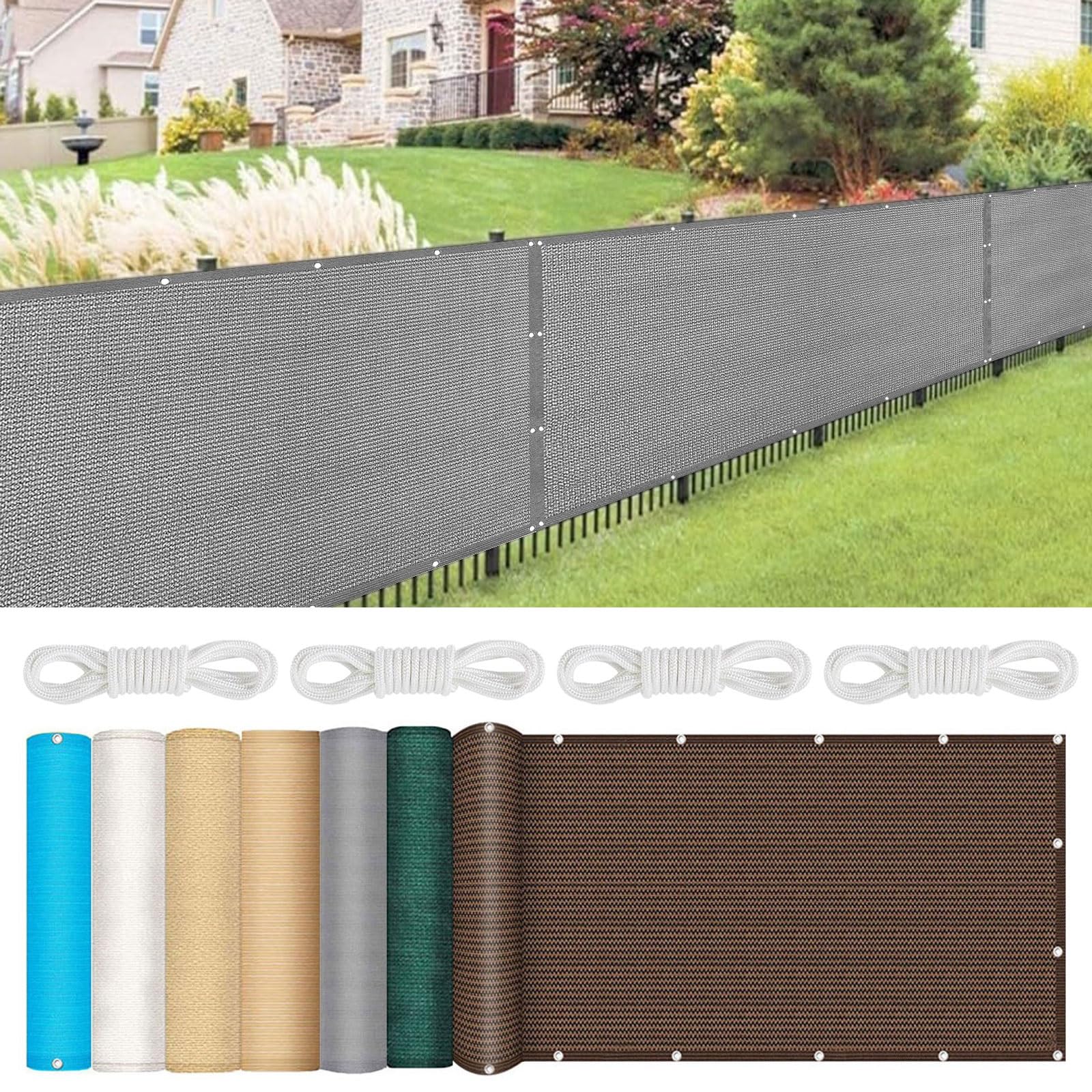 Brise Vue pour Balcon 105 x 300 cm avec Œillets Cordons Paravent de Balcon Opaque avec Œillets Cordons pour Patio Balcon Terrasse, Gris