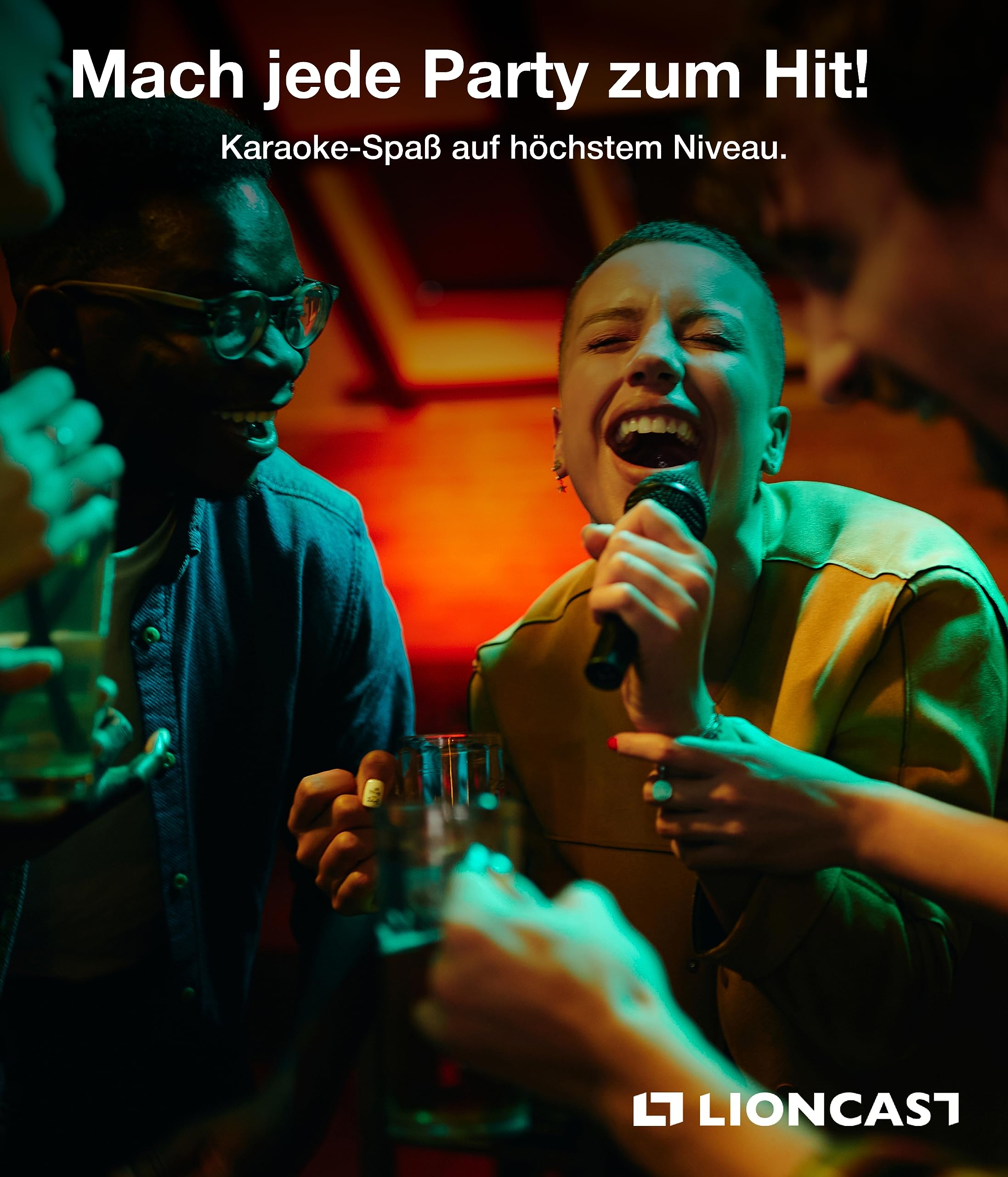 Lioncast Wireless Karaoke Mikrofon für PlayStation 5 / PS5 / PS4, PC, Wii, Xbox, Nintendo Switch, Karaoke Mikrofone für Let's Sing, Voice of Germany, SingStar, kabelloses Mikrofon PC