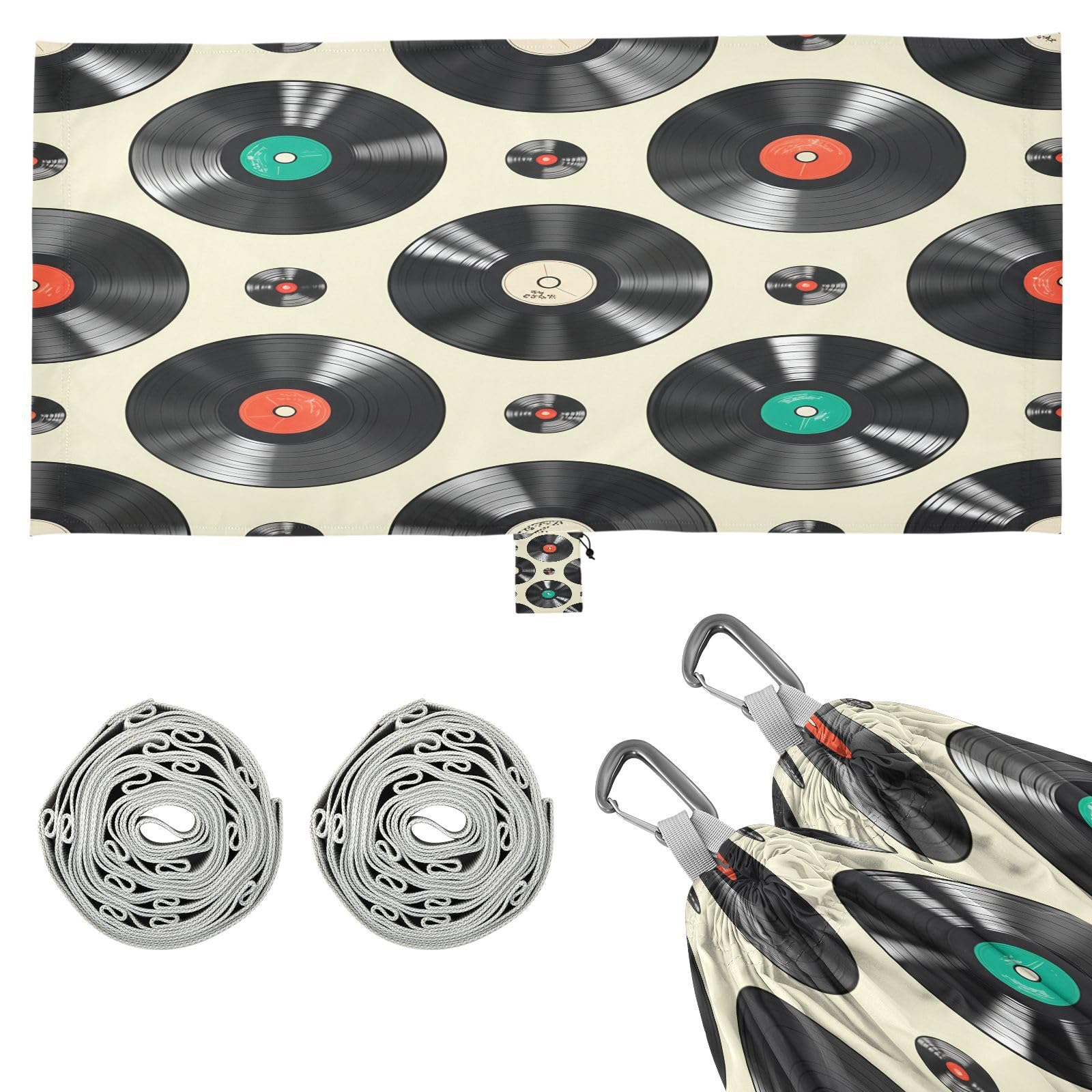 ATTX Records Camping Hammock - Lightweight & Portable Hammocks, Heavy Duty 330lbs Capacity for Indoor, Hiking, Backpacking, Travel, Backyard, Beach#238