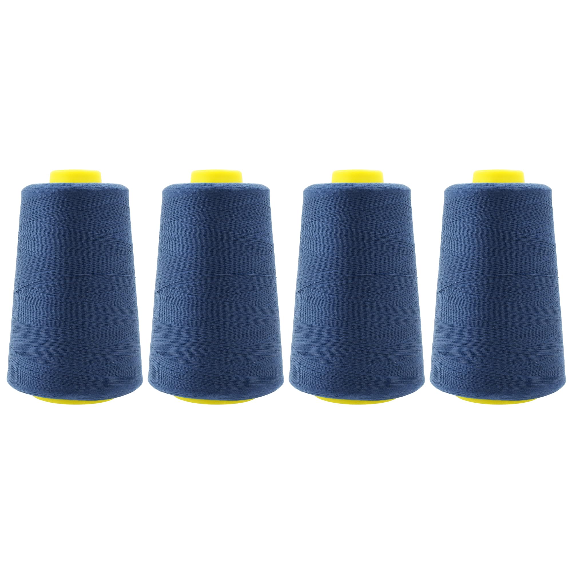 Mandala Crafts 4 Pack of Serger Threads Cones Spools - 40S/2 24000 Yards Polyester Denim Threads for Sergers Machine and Overlock Quilting Sewing Machine