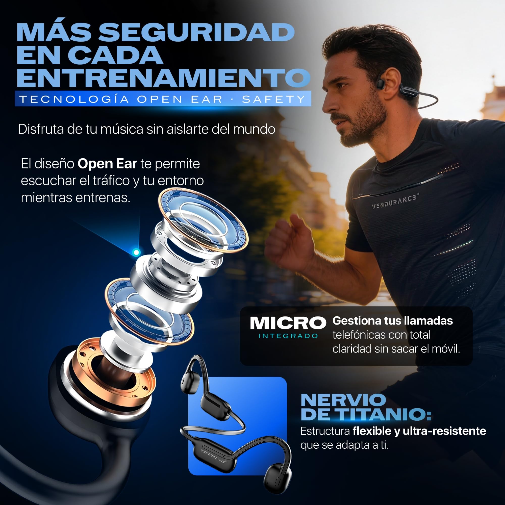 Auriculares transmisión ósea 3 Modos: MÚSICA/TELÉFONO/NATACIÓN, Auriculares mp3 Incorporado, Auricular oseo, Cascos oseos, Cascos conduccion osea, mp3 acuaticos para Natacion