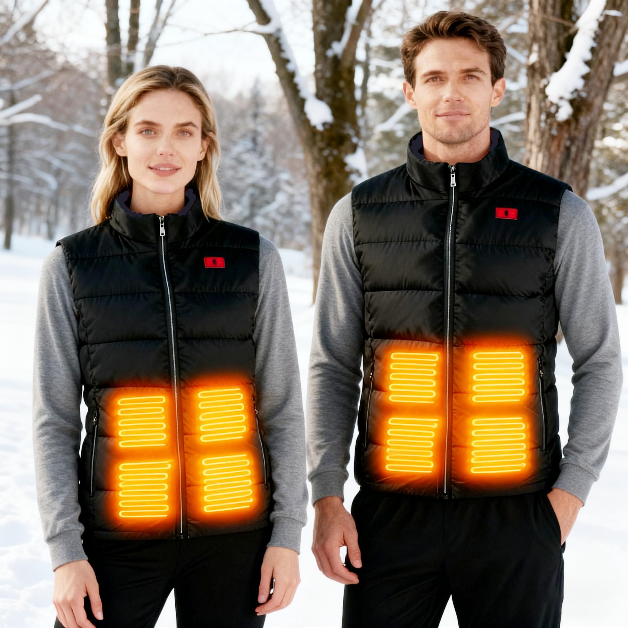 SNZ Chaleco térmico para hombres y mujeres con paquete de baterías, 12 zonas de calefacción, chaqueta térmica eléctrica para exteriores, trabajo, camping