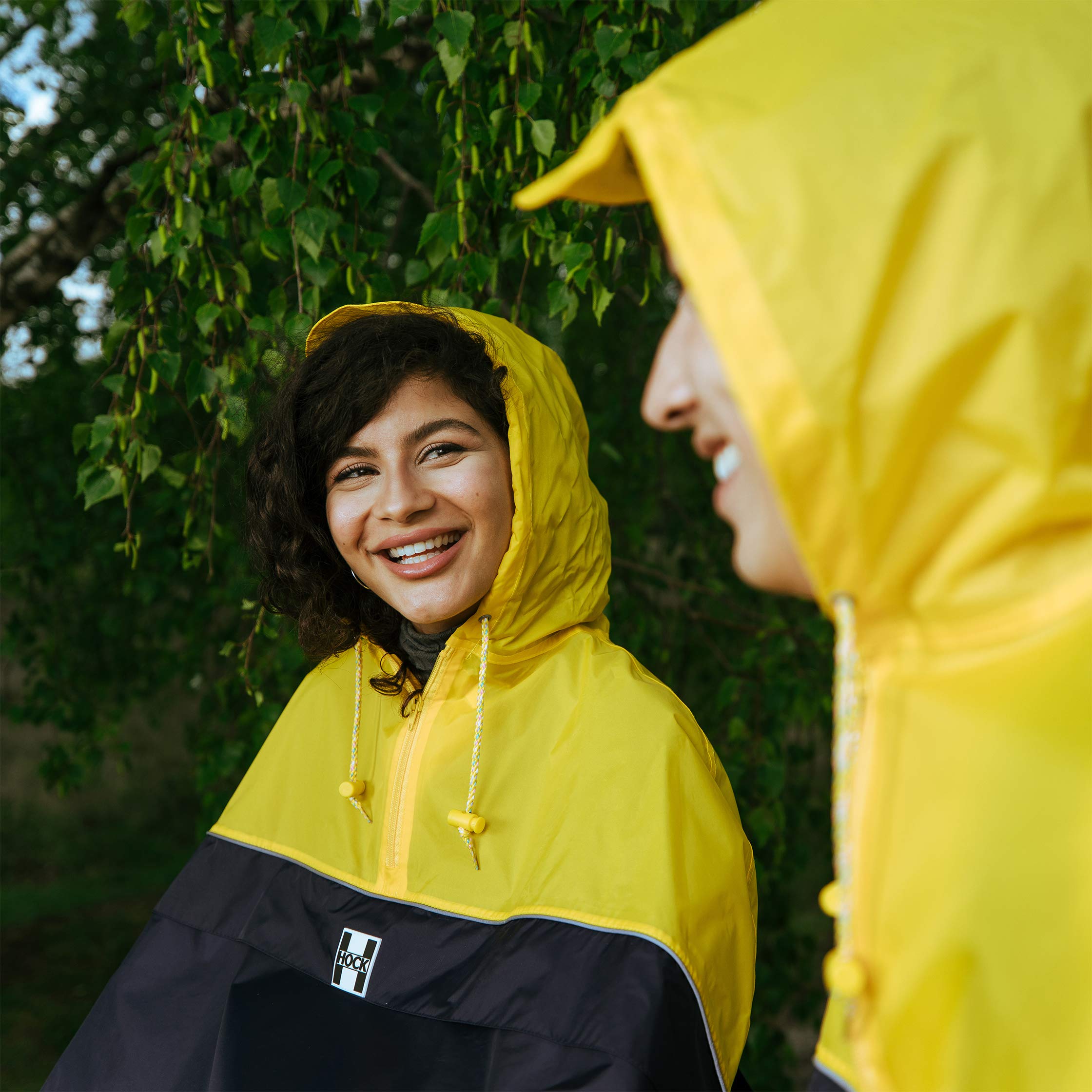 HOCK Poncho de pluie de vélo avec pli pratique du sac à dos - Poncho de vélo 100% imperméable avec réflecteur - Cape de pluie pour homme et femme - Vêtement de pluie de qualité supérieure