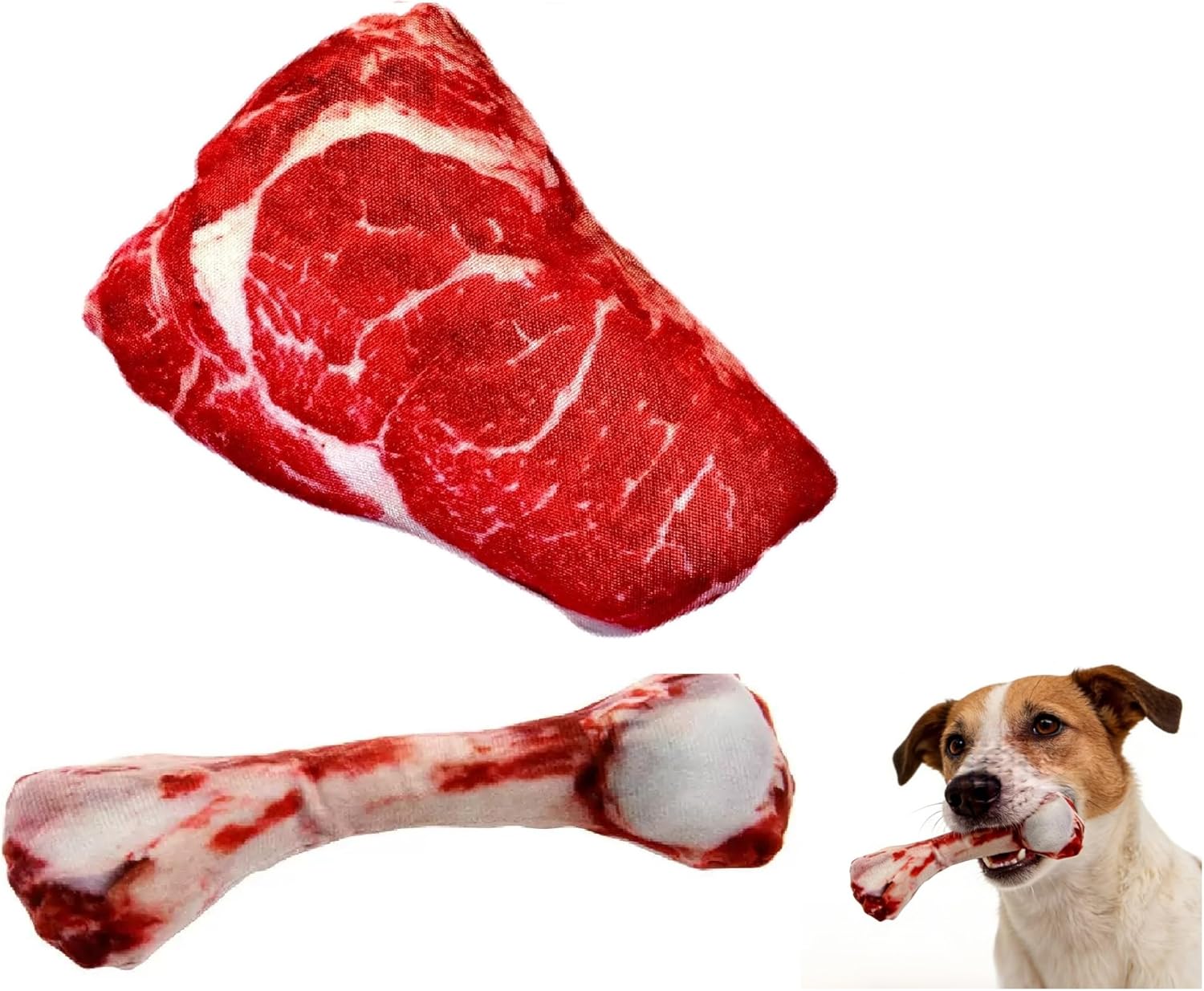 Juguete para Perro de Peluche con Forma de Bistec con Chirrido