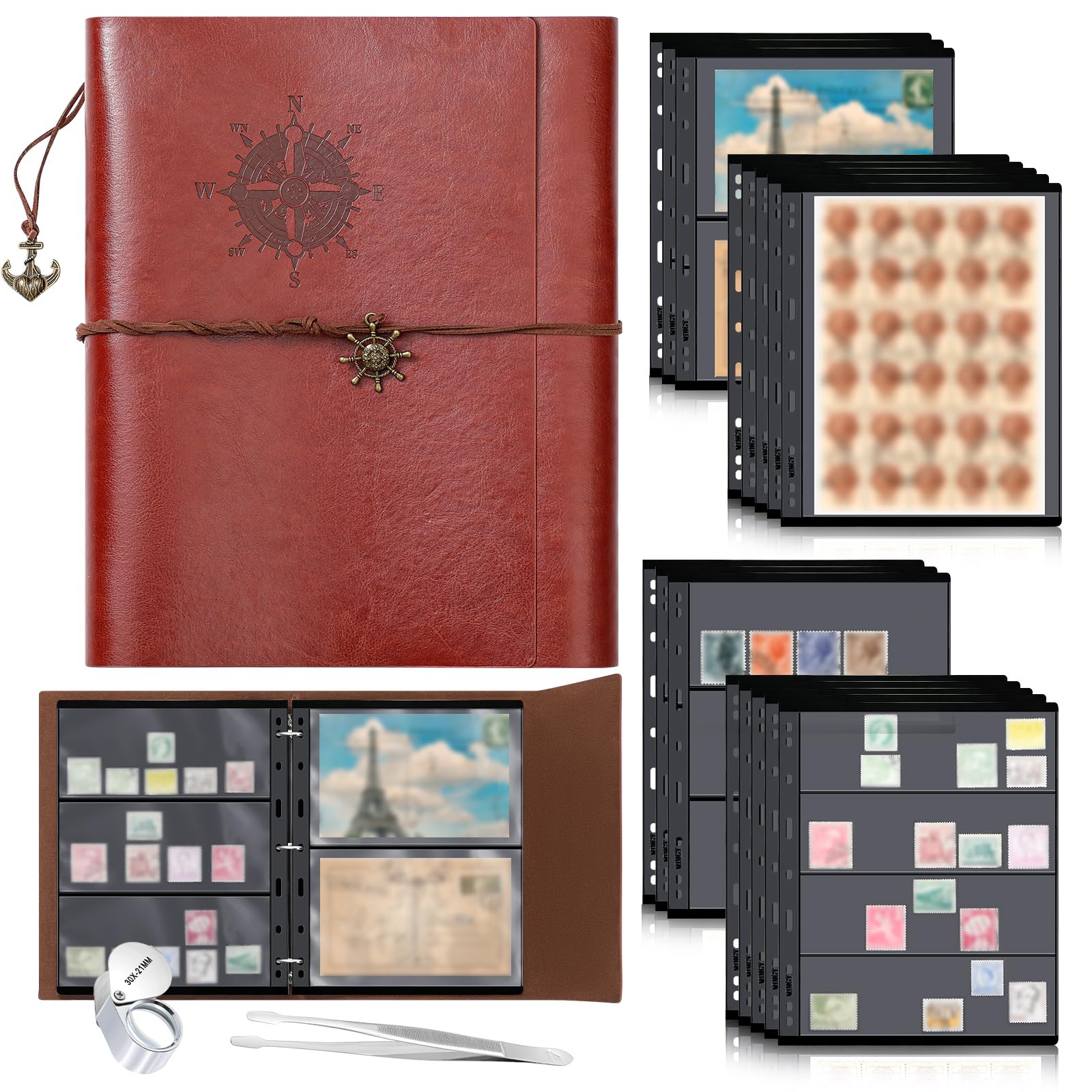 Amazon.com: Lewtemi Stamp Collecting Albums Set 4 Ring Stamp