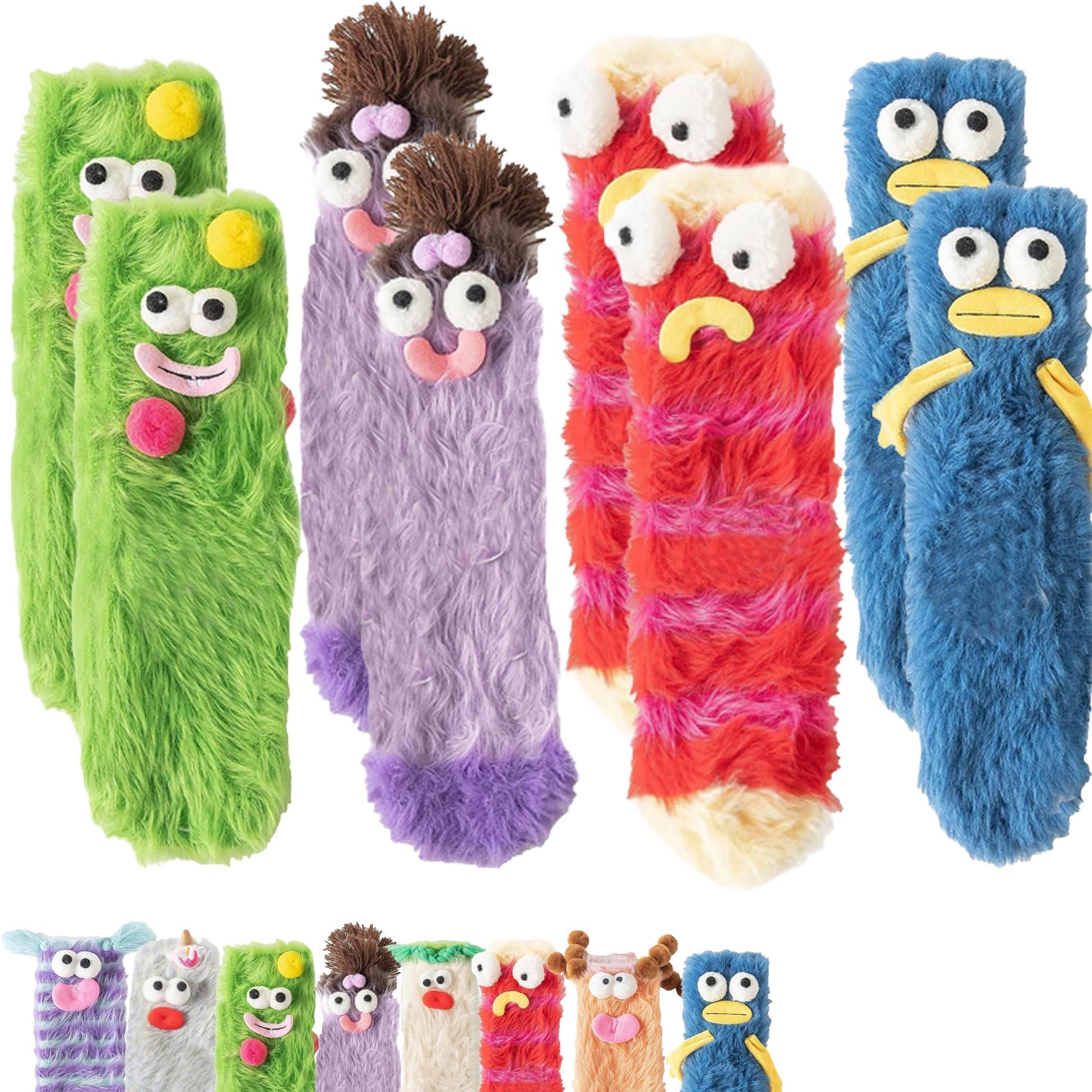 Sponsored Ad – Warm Cozy Fluffy Cartoon Monster Socks, Coral Velvet Three-Dimensional Quirky Socks, Cute Ugly Plush Socks Funny Fluffy Cozy Socks for Women Novelty Monster Warm Socks