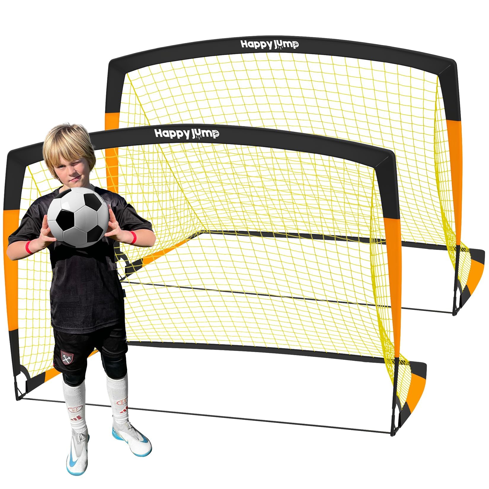 Happy Jump Kids Backyard Soccer Goals 7x5 &amp; 5x3.6 FT, Portable Outdoor Play