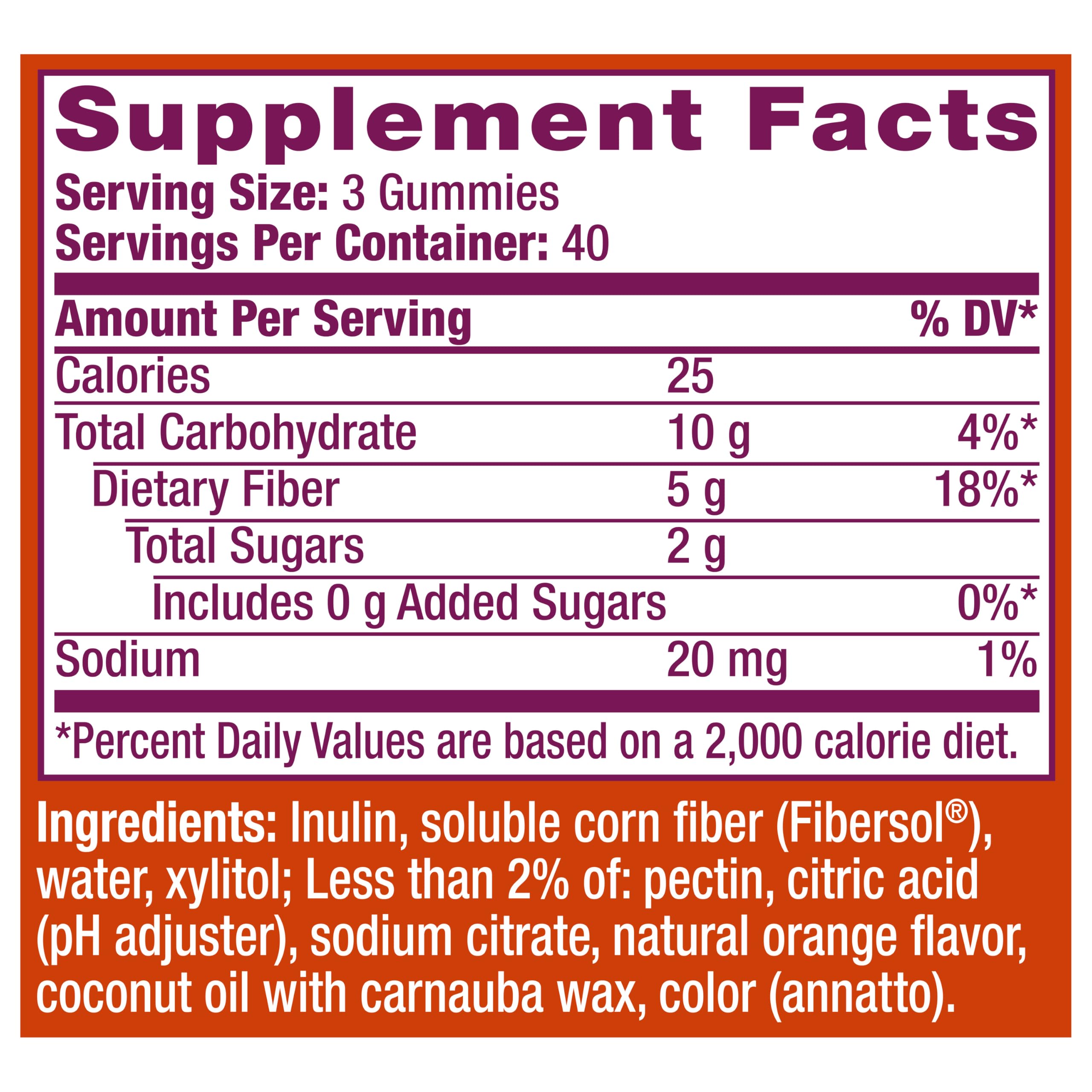Metamucil Fiber Gummies for Adults, No Sugar Added Orange Flavor, 5g Prebiotic Plant Based Fiber Supplement Blend, 120 Count — Amazon image 9