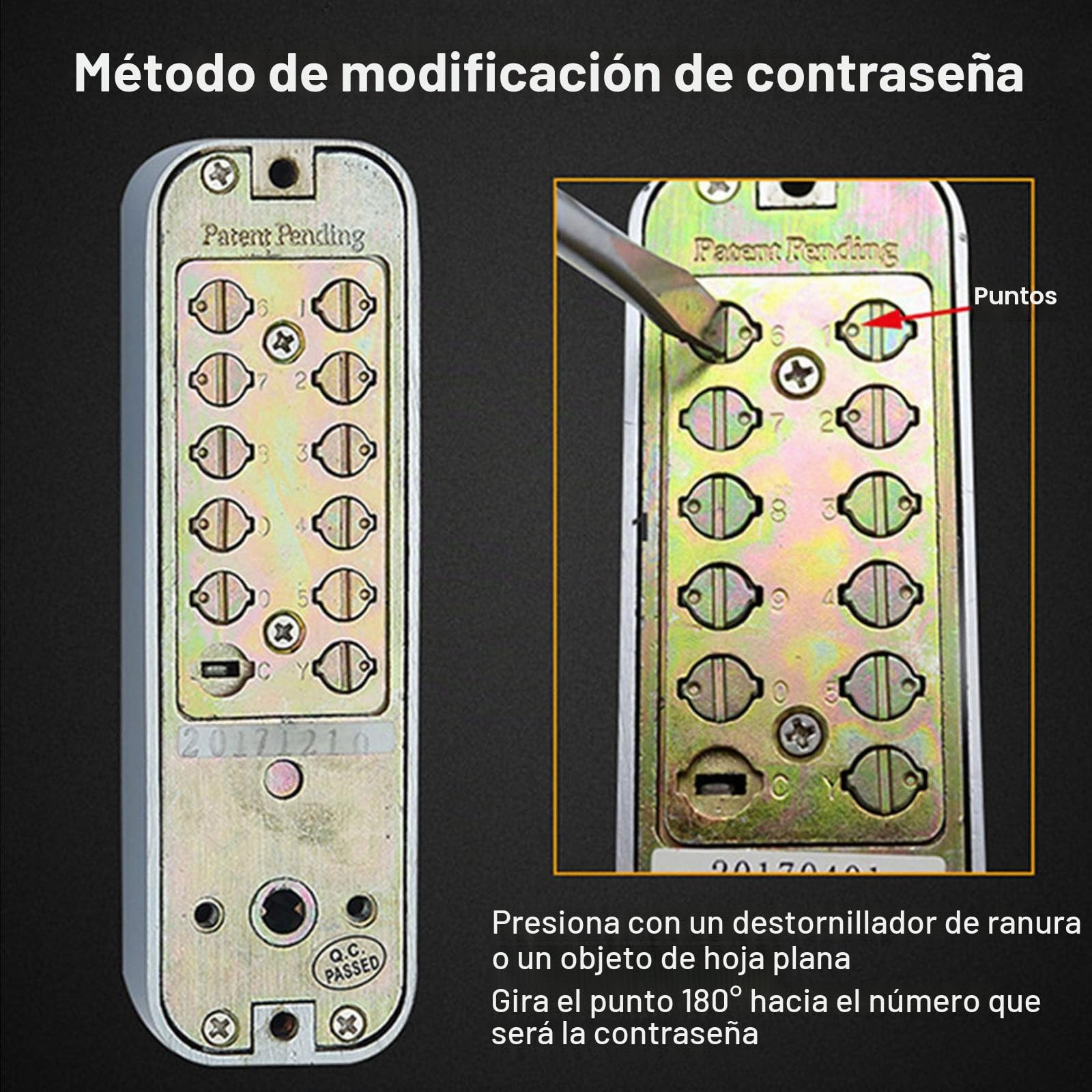 Cerradura Numerica, Cerradura Codigo Exterior Cerradura de Puerta con Código Numérico Digital Cerradura Mecánica con Codigo Sin llave, Cerradura de Seguridad para Puerta de Entrada (Negro)