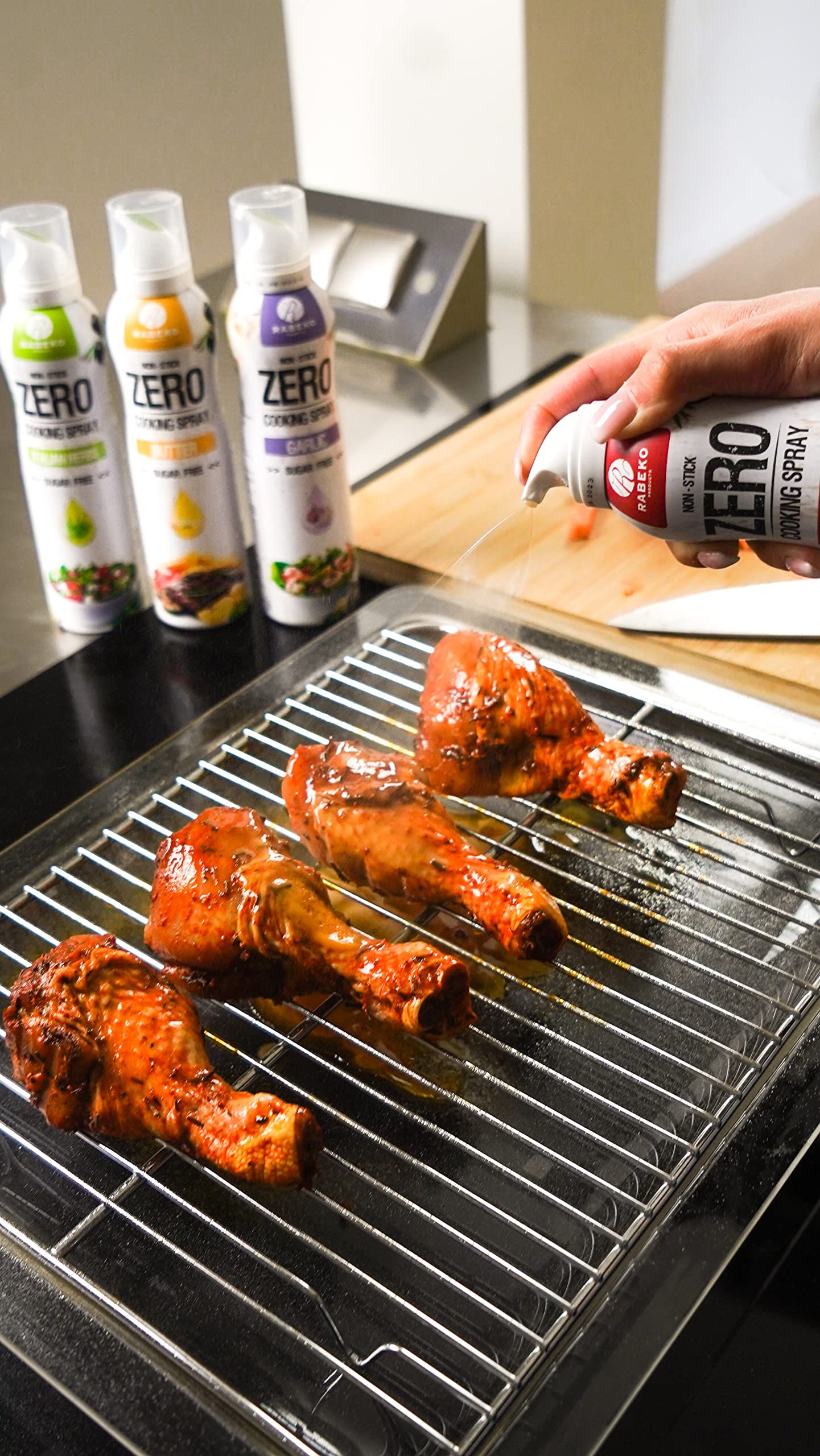Rabeko Zero spray para cocinar bajo en calorías | HIERBAS ITALIANAS | 800 raciones, 2 kcal por pulverización | Spray para freír, asar y hornear | sin aditivos, sin azúcar|sin gluten 2 x 200ml — view 7