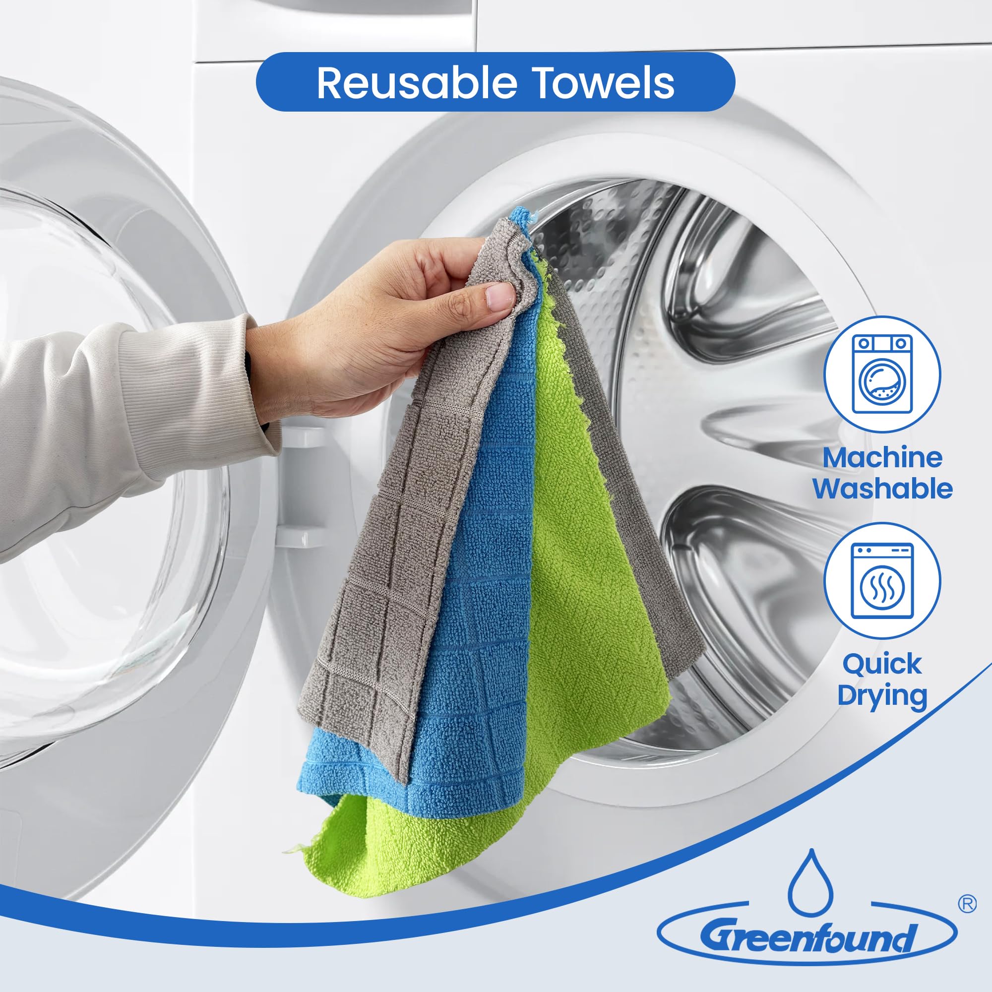 Greenfound Confezione da 80 panni in microfibra per la pulizia, asciugamani in microfibra a strappo, riutilizzabili e lavabili, super assorbenti, senza pelucchi, per la casa, la cucina, le finestre,