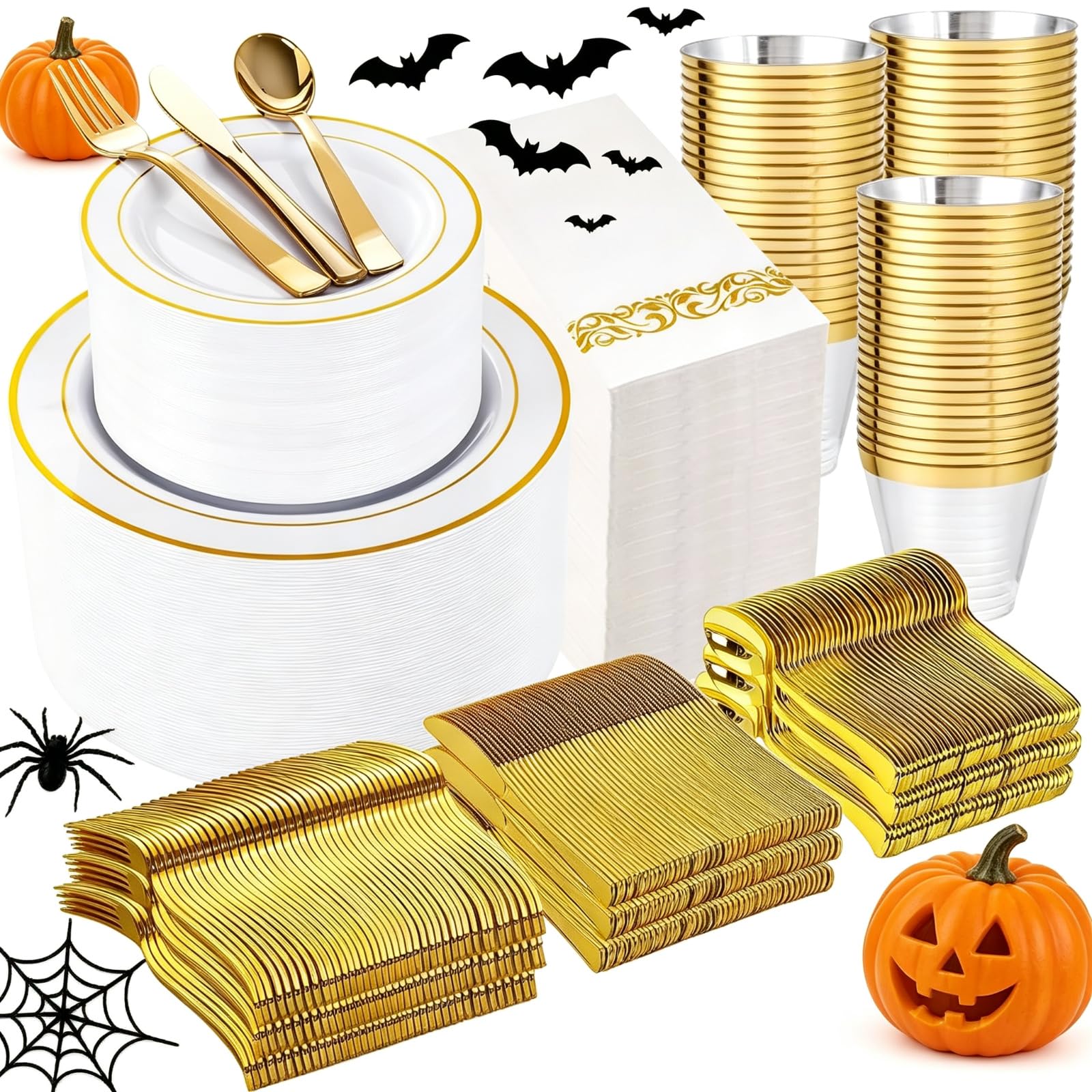 WELLIFE Disposable Plates & Cutlery Set - 350 Piece -25