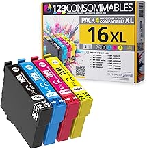 123CONSOMMABLES - 16XL - Pack de 4 Cartouches d'encre Compatible avec Epson Workforce WF-2750 WF-2760 WF-2660 WF-2650 WF-2630 WF-2540 WF-2530 WF-2510 WF-2010
