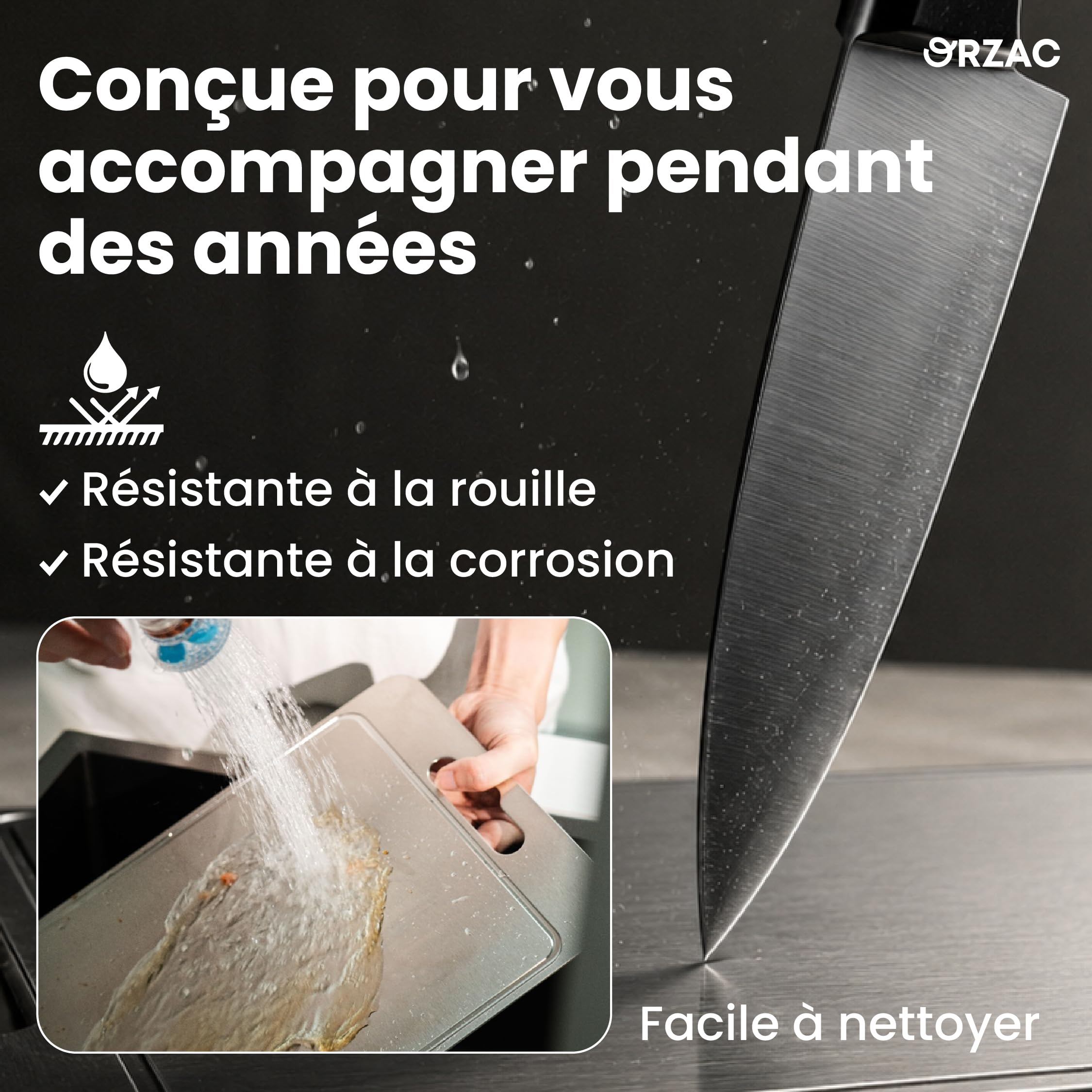 Planche à découper en acier inoxydable 2 unités | 40 x 30 et 35 x 25 cm