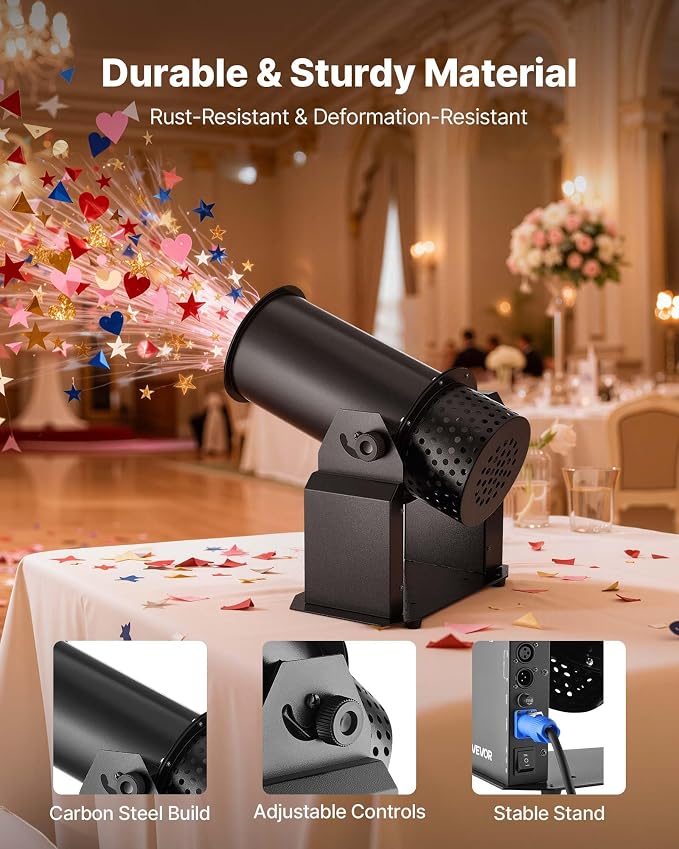 Máquina eléctrica de confeti VEVOR 1500W con control DMX512 y remoto miniatura 3