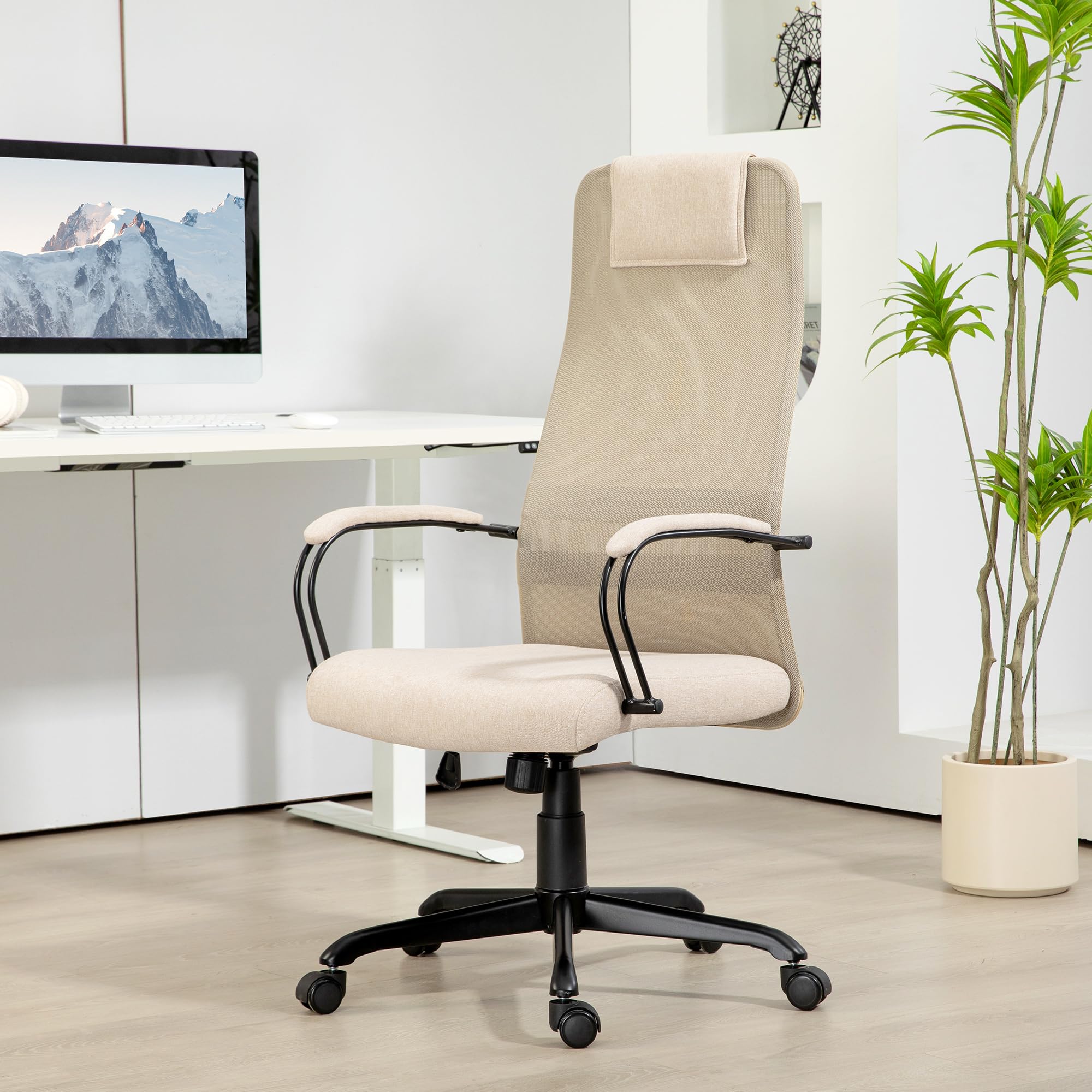 HOMCOM Sedia Da Ufficio Ergonomica Marrone Scuro – Altezza Regolabile, Schienale Alto, Dondolo, Ruote Girevoli, Portata 120 Kg