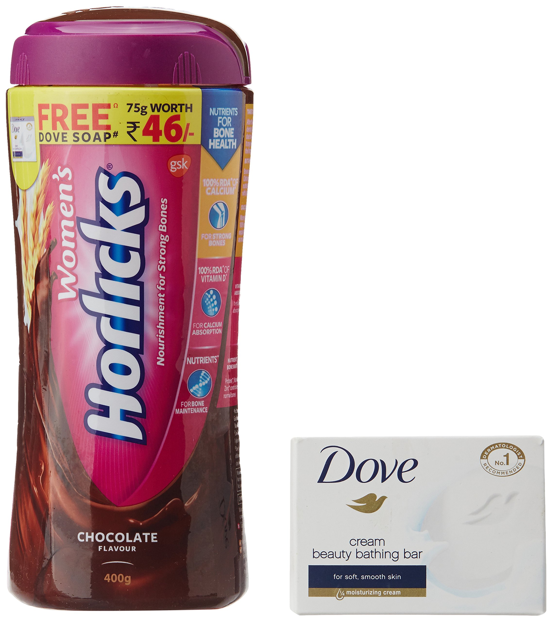 Women's Horlicks Jar - 400 g (Chocolate) with Free Dove Soap - 75 g