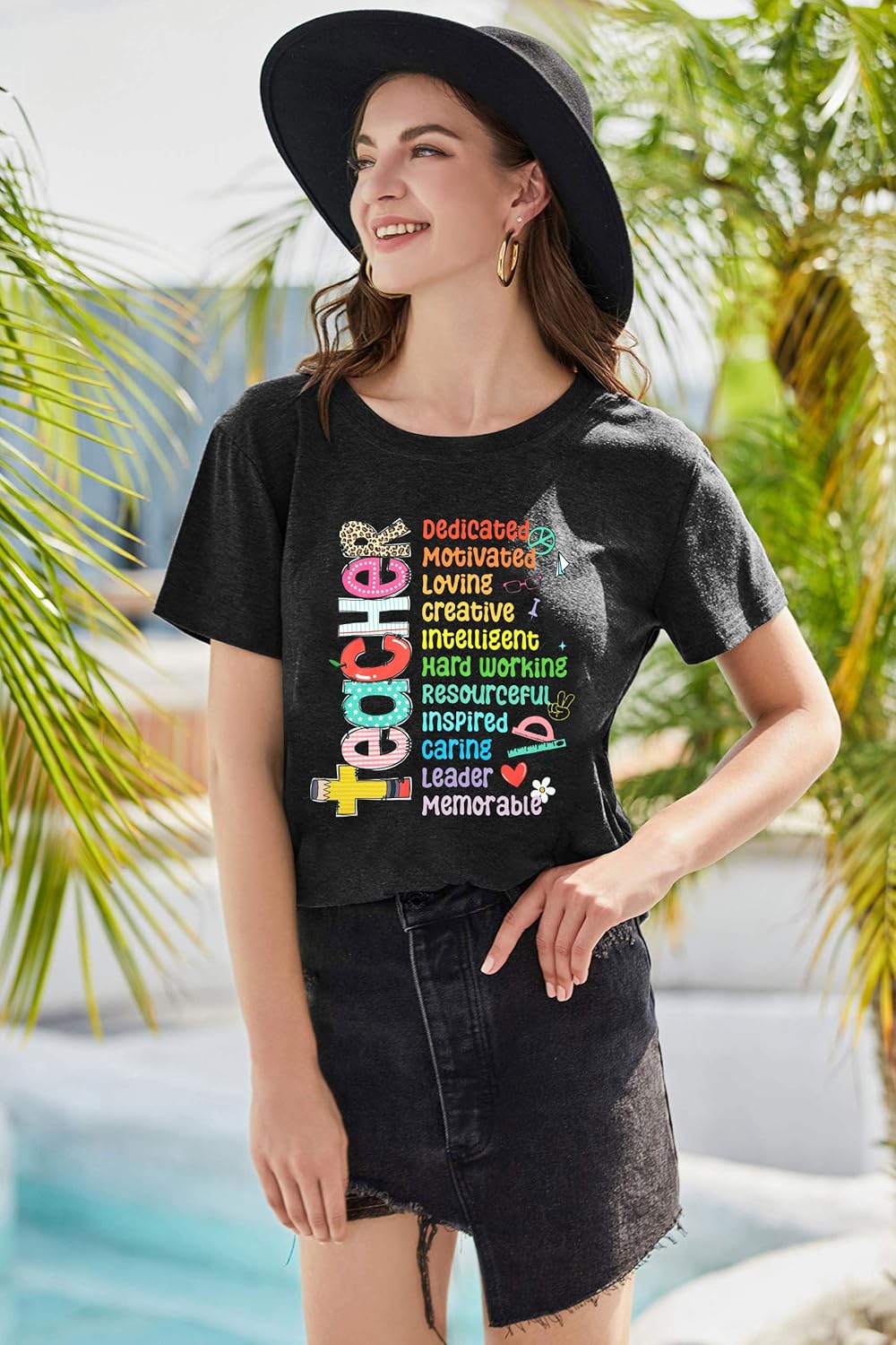 Women Preschool Teacher Shirt Preschool Crew Tshirt Rainbow Leopard Graphic Short Sleeve Tee Tops - Image 4