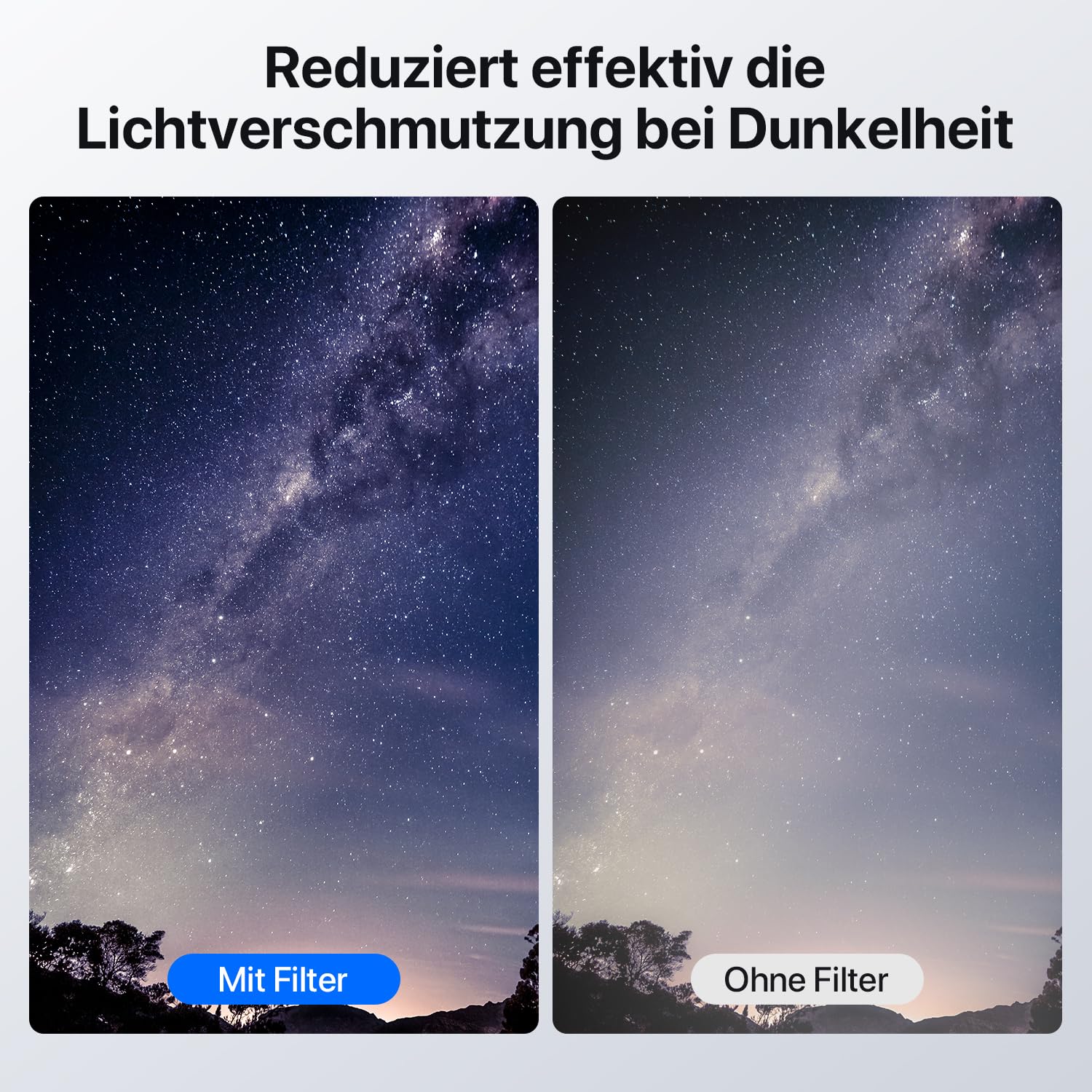 Rollei Astroklar Nachtlicht Light Pollution Filter – 82mm Rundfilter Stadtlicht-Filter geeignet für Nachtaufnahmen, Astro-Fotografie der Milchstraße