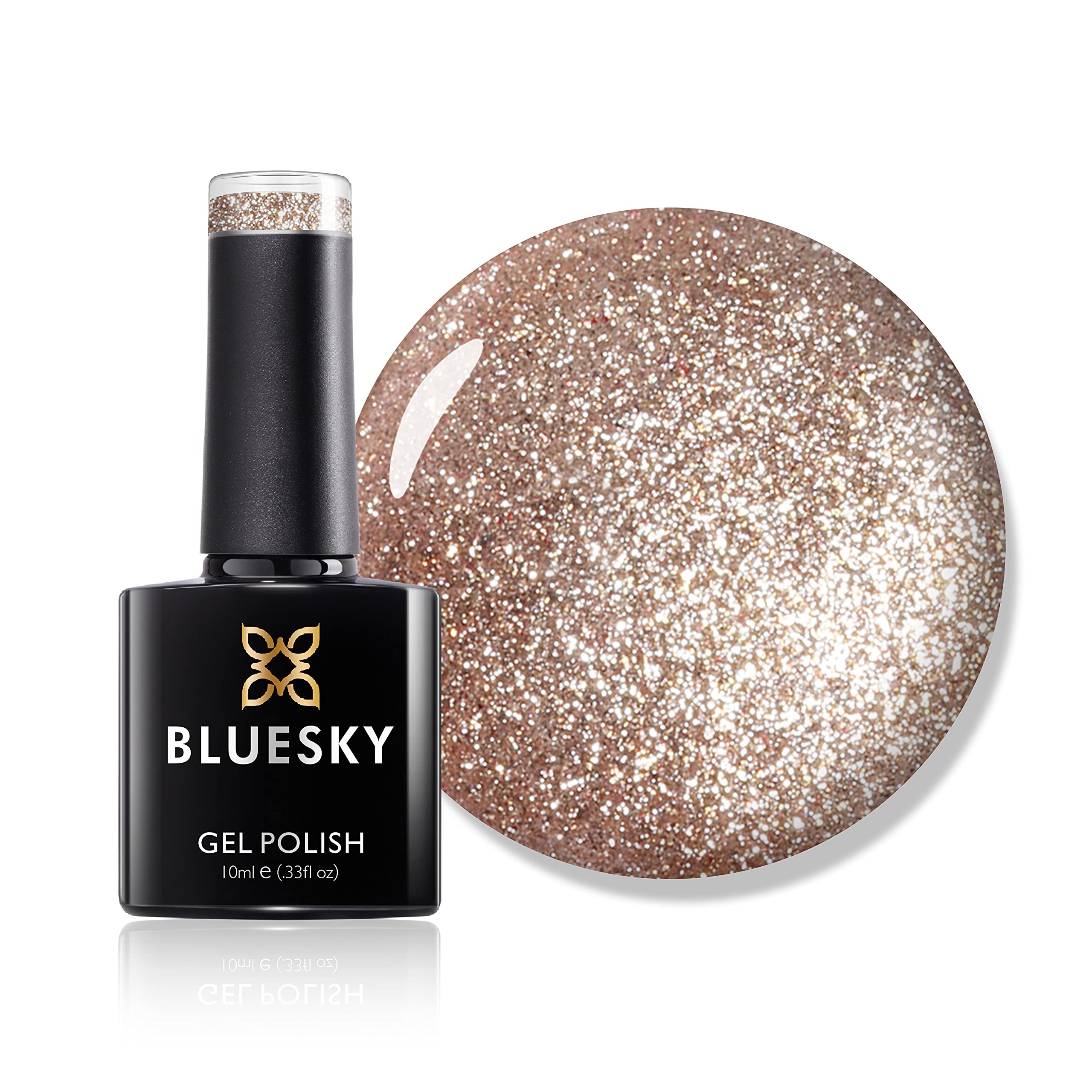 Bluesky Gel Nail Polish Rose Gold QCG15 Pink Glitter 10 Ml Long Lasting Chip ...