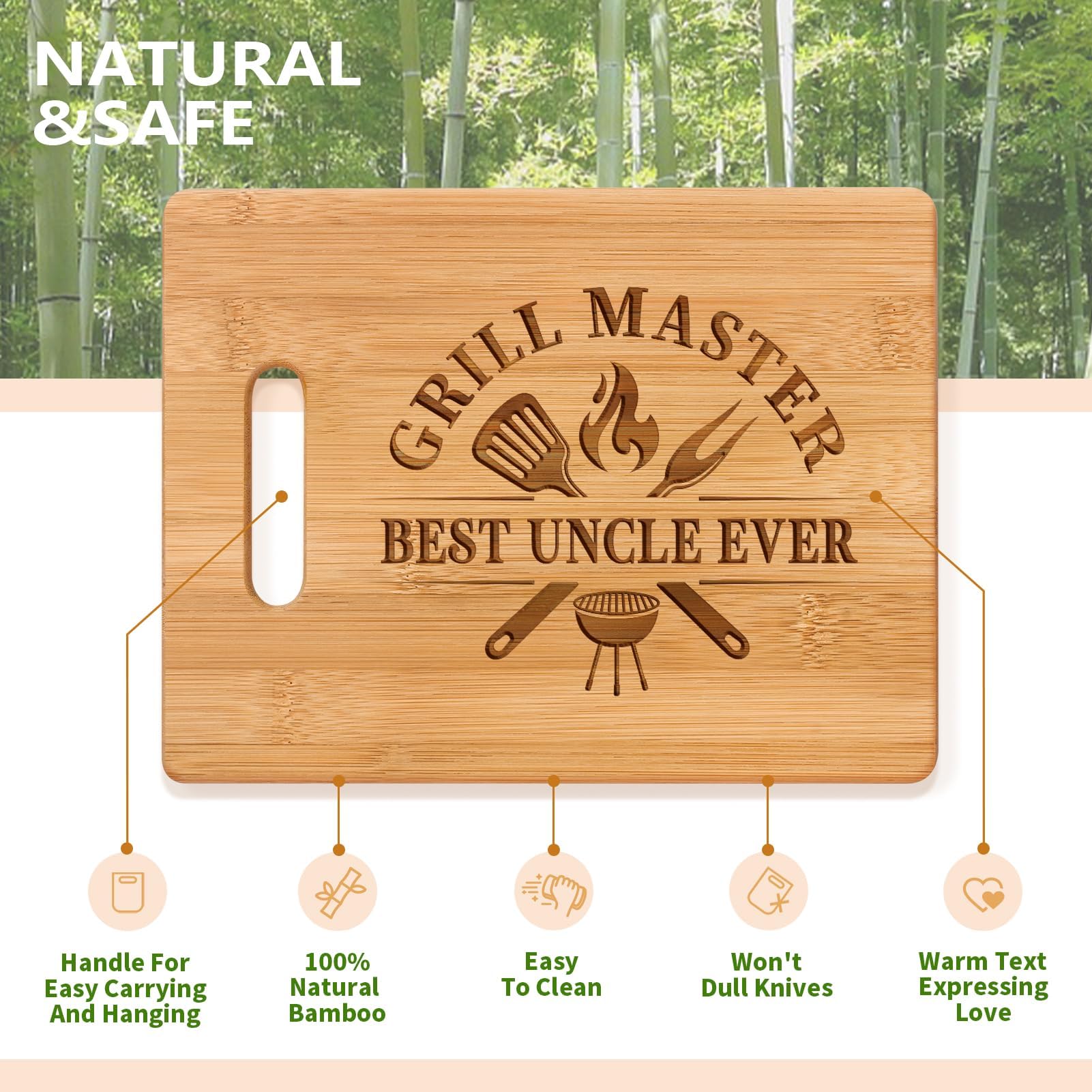 Uncle Gifts from Niece Nephew, Christmas Gifts for Uncle Birthday Valentine Father's Day Thanksgiving - Best Uncle Ever Unique Engraved Cutting Board