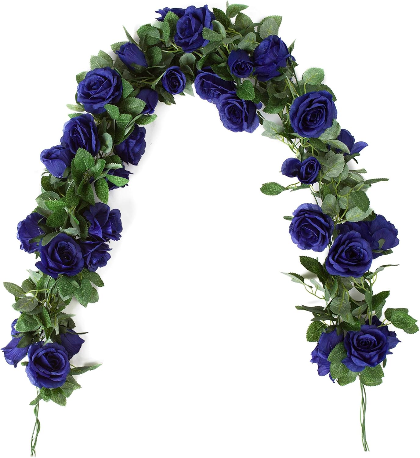 Huata 3PCS 6.56Ft Artificial Rose Flower Silk Vine Hanging Wedding Decor Garlands Home Outdoor Indoor Decor Flower (Blue)