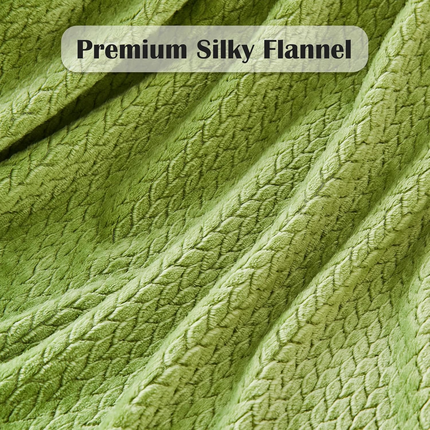 NEWCOSPLAY Super Soft Throw Blanket Green Premium Silky Flannel Fleece Leaves Pattern Lightweight Bed Blanket All Season Use (Green, Throw(50"x60")) - Image 5