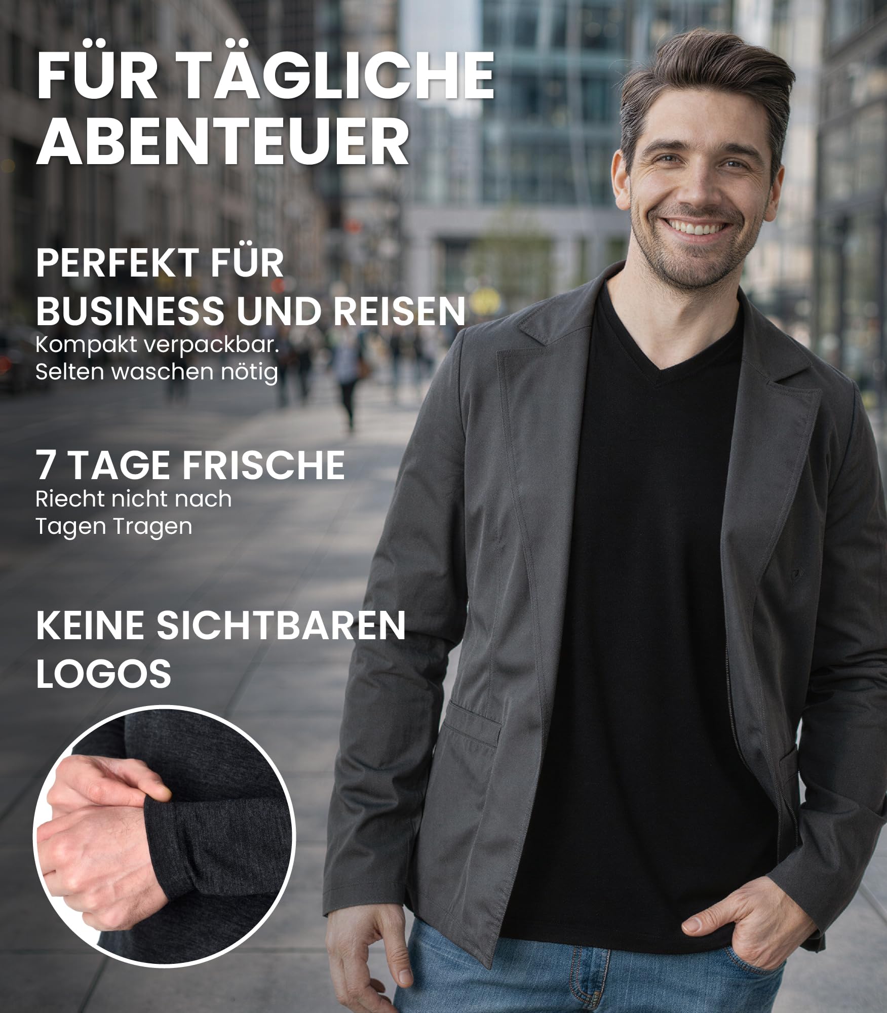 Merino.tech 100% Merino Shirt Herren Langarm - Henley Shirt mit Knopfleiste