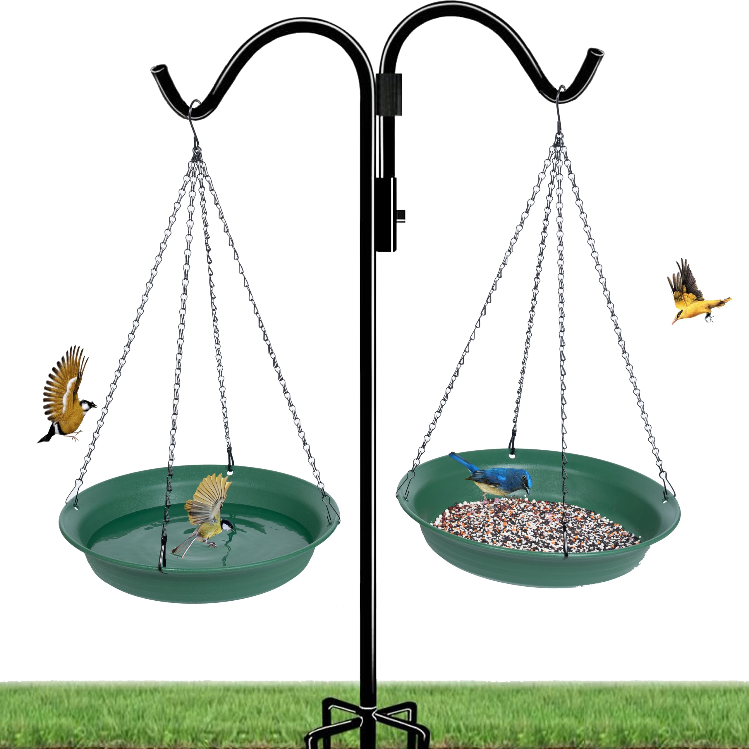 VUWEZ Vogelfutterstation zum Aufhängen und Vogeltränke für draußen, Wildvogel-Futterspender, hängende Vogeltränken für draußen, Kardinal, Blauhäher, Krähe, Vogelfutterspender außen (40,6 cm, 1 Stück