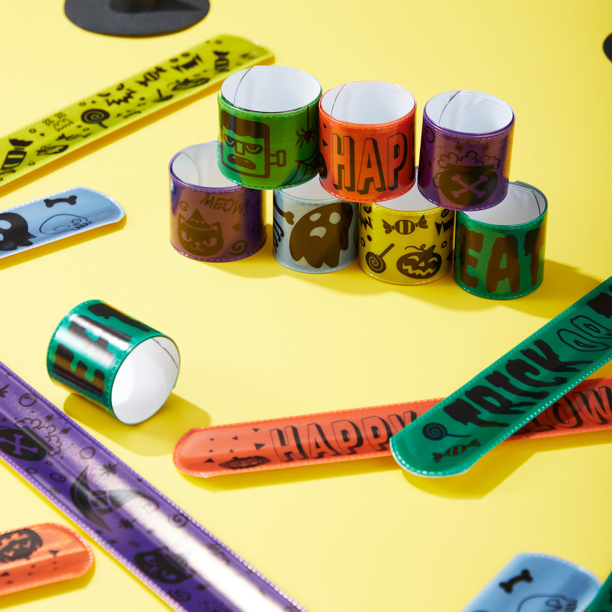 36 Braccialetti A Schiaffo Halloween Per Bambini – 12 Disegni Diversi (Zucche, Fantasmi, Pipistrelli) – Bomboniere E Regali Festa