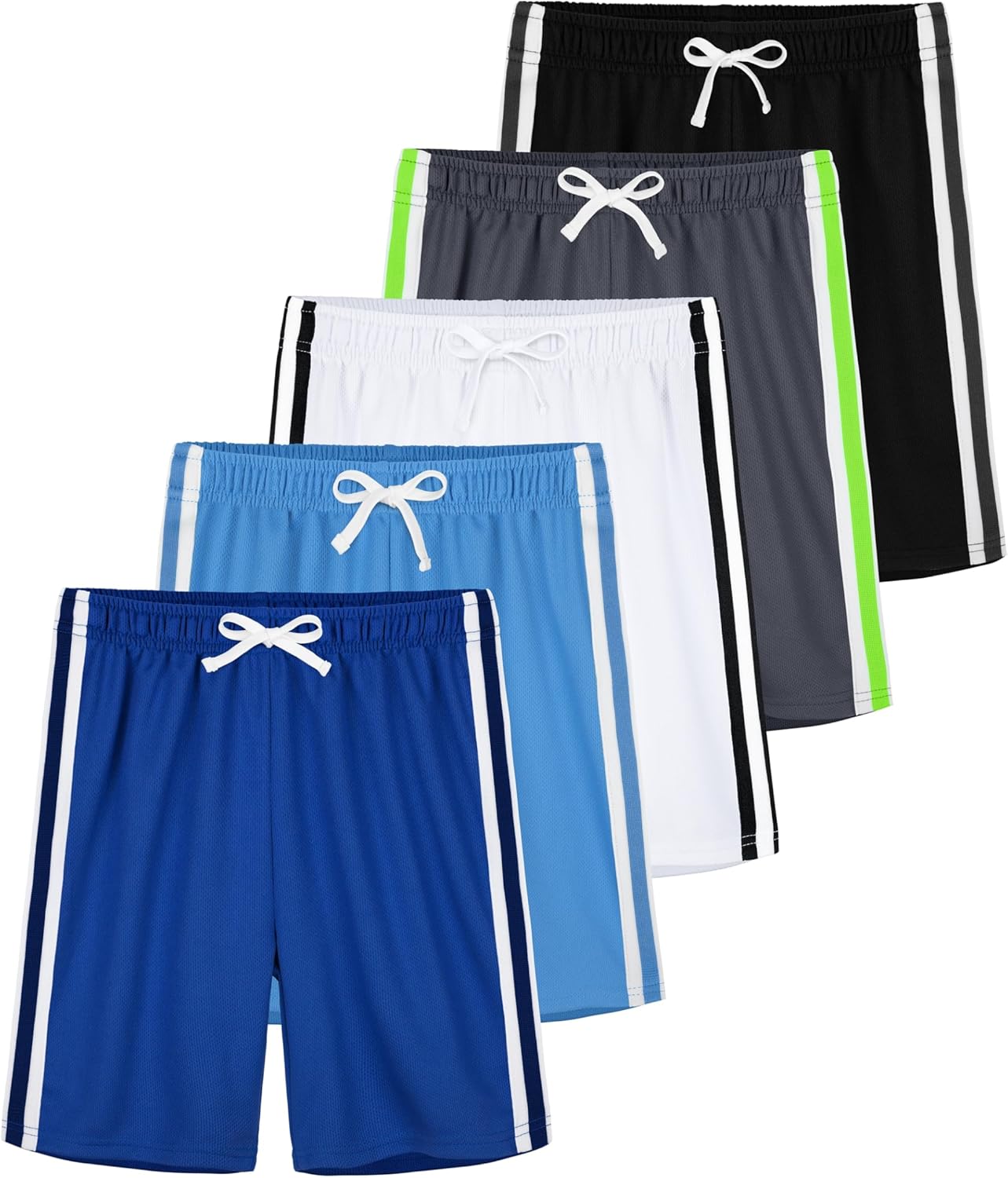 5 Pack Boys Athletic Shorts Boys Shorts Mesh Basketball Soccer Quick Dry Gym Clothes for Kids with Drawstring