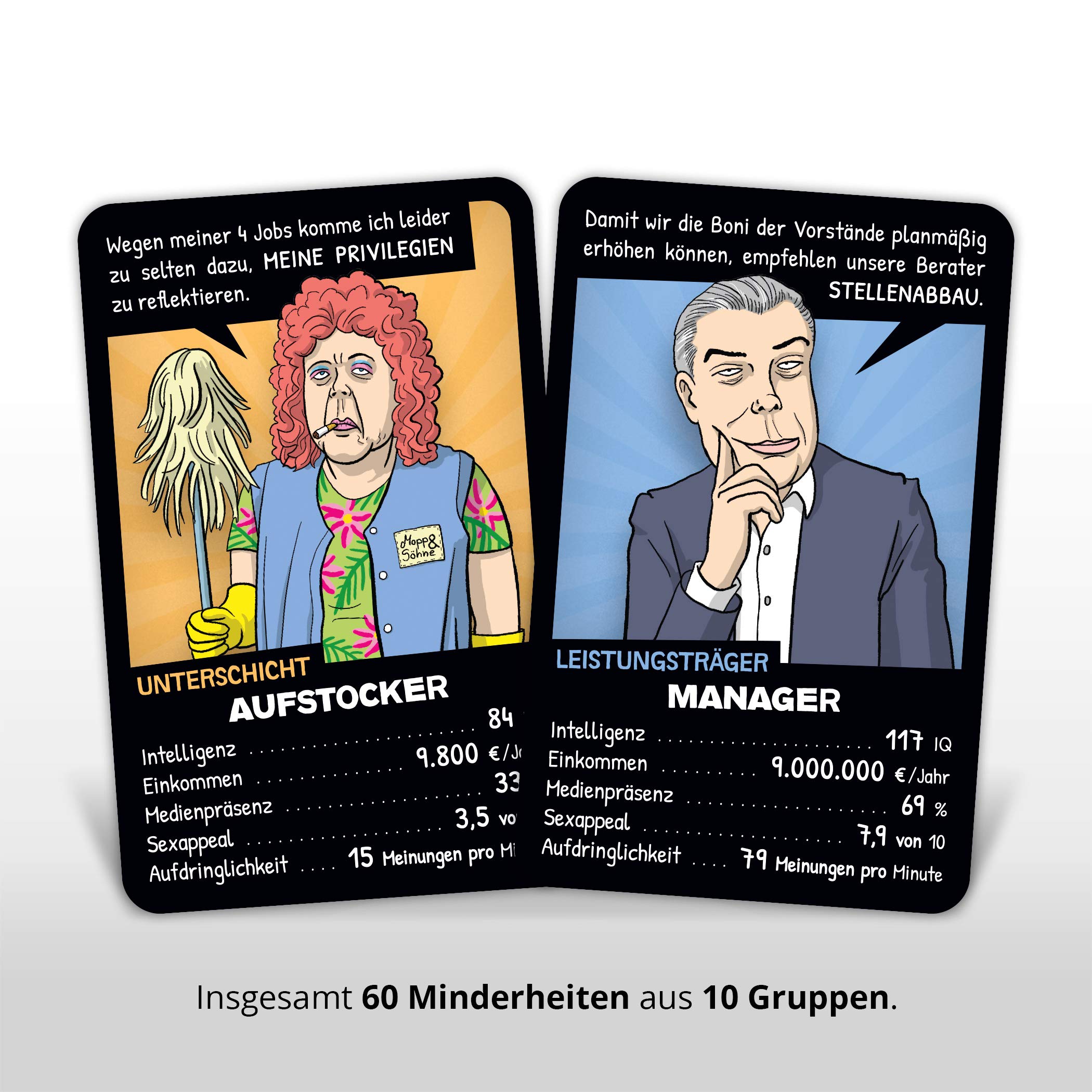 Postillon Games Minority Quartet, A Card Game Full of Prejudice. The Satire Classic. 100% Black Humour