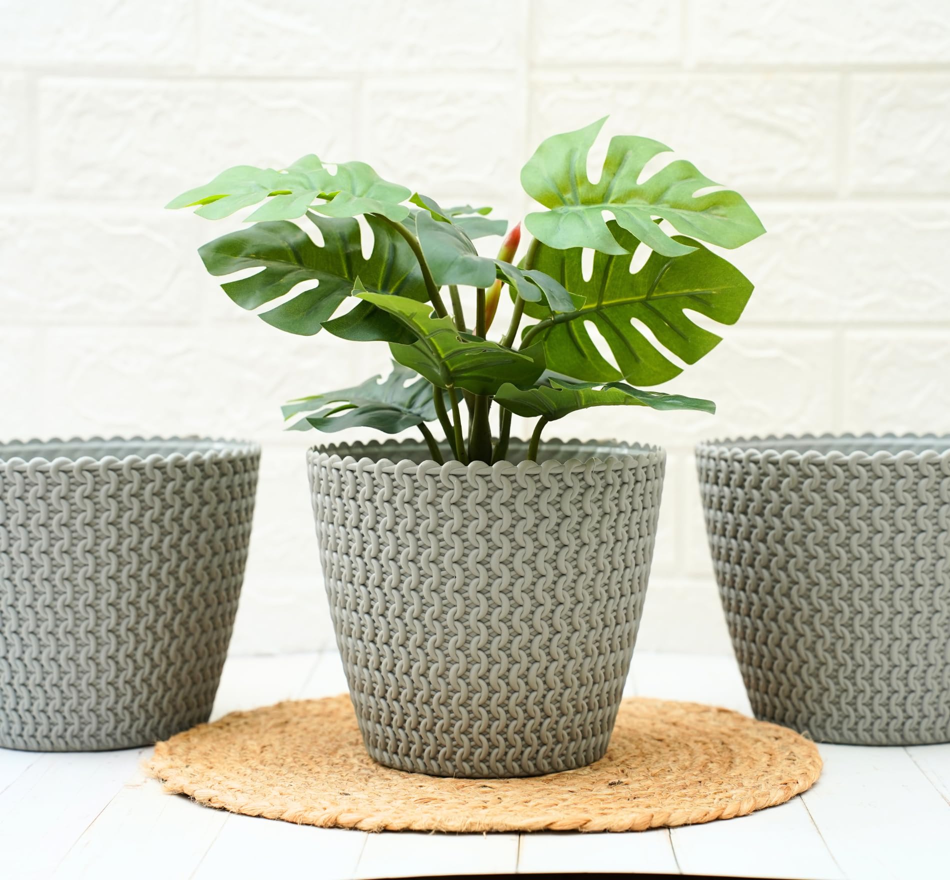 GOLD DUST Plastic Pots for Plants, Planters for Living Room, Plant Pots, Plastic Planters (Grey- Pack 3) (B0CDTT1SPN) Amazon Price History, Amazon Price Tracker