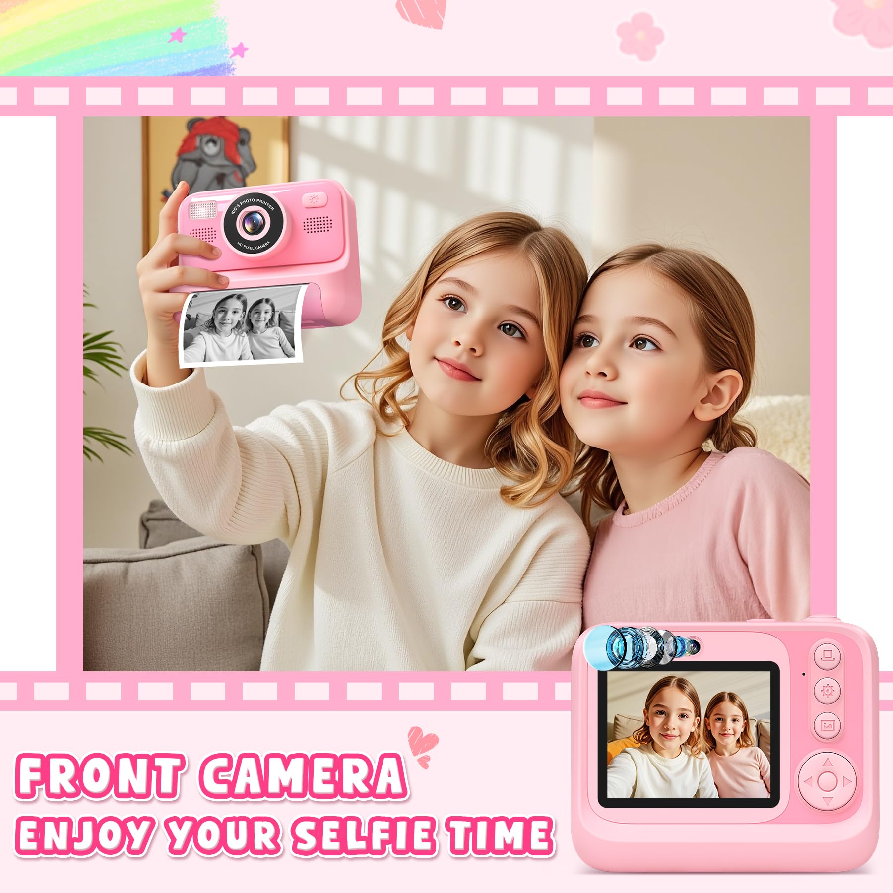 Subtail Camara Fotos Infantil Instantanea - 2,4 1080P Cámara Instantánea para Niños con Papel de Impresión | Tarjeta de 32G - Camara Fotos Infantil Regalos de Juguete para Niños Niñas 3-12 Años