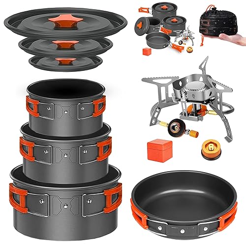 Camping Cookware Mess Kit Set with Stove - Backpacking Camping