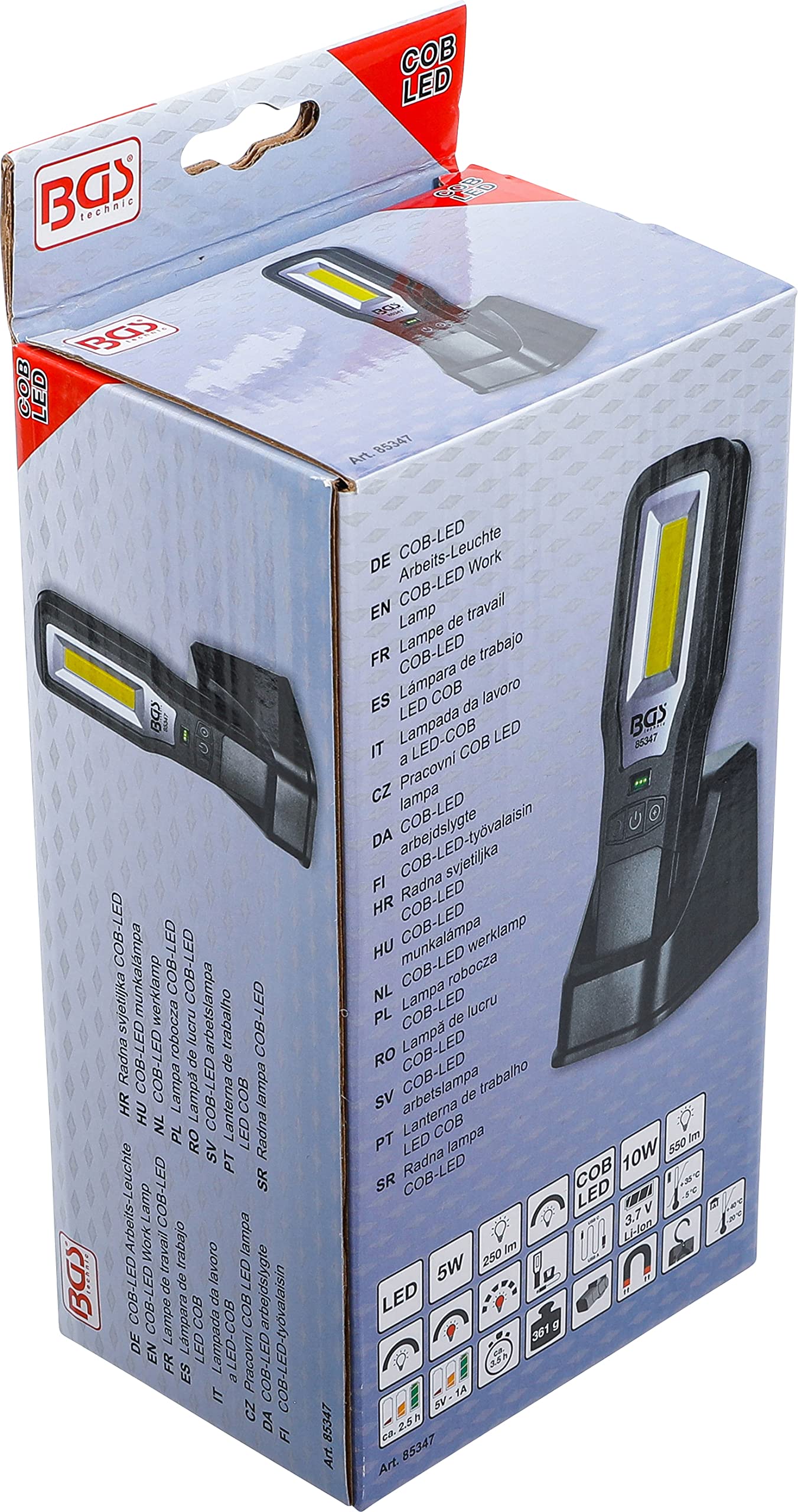 BGS 85347 | Lámpara de trabajo LED COB | plegable | con estación de carga