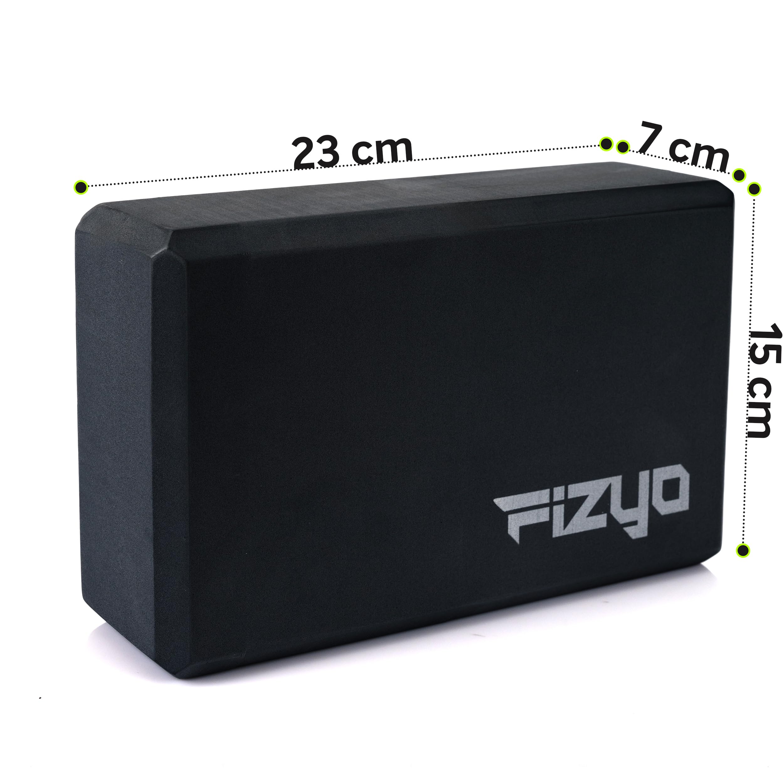 Fizyo Bloc de yoga antidérapant en mousse EVA - Cube pour yoga, Pilates, étirement, méditation, fitness, étirement, haute qualité pour débutants et avancés 23x7x15 cm