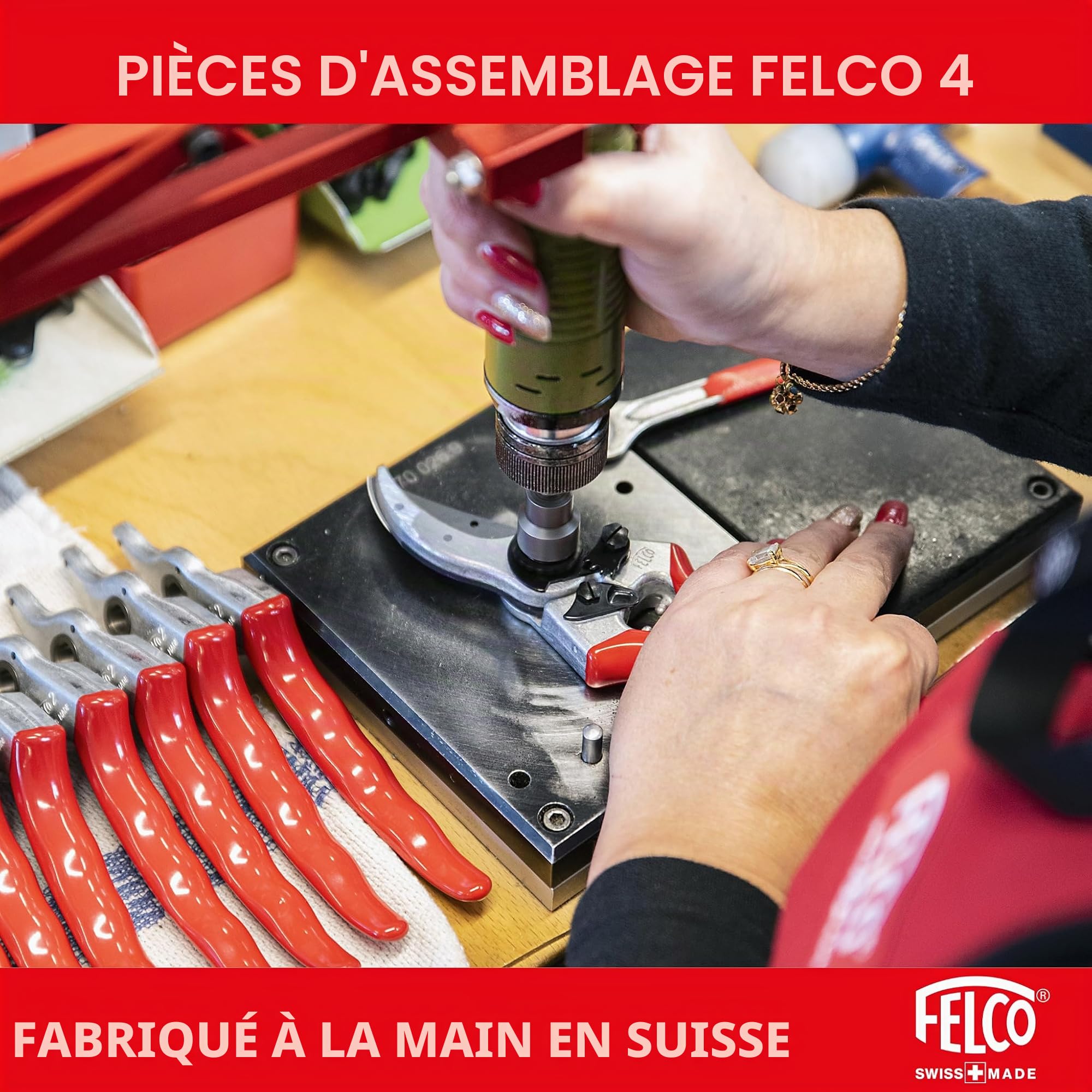 FELCO 4 sécateur droitier grandes mains, taille intensive, coupe 25 mm | Sécateur robuste à lame acier trempé 45 mm, pour un usage quotidien exigeant au jardin et au verger. Swiss Made.