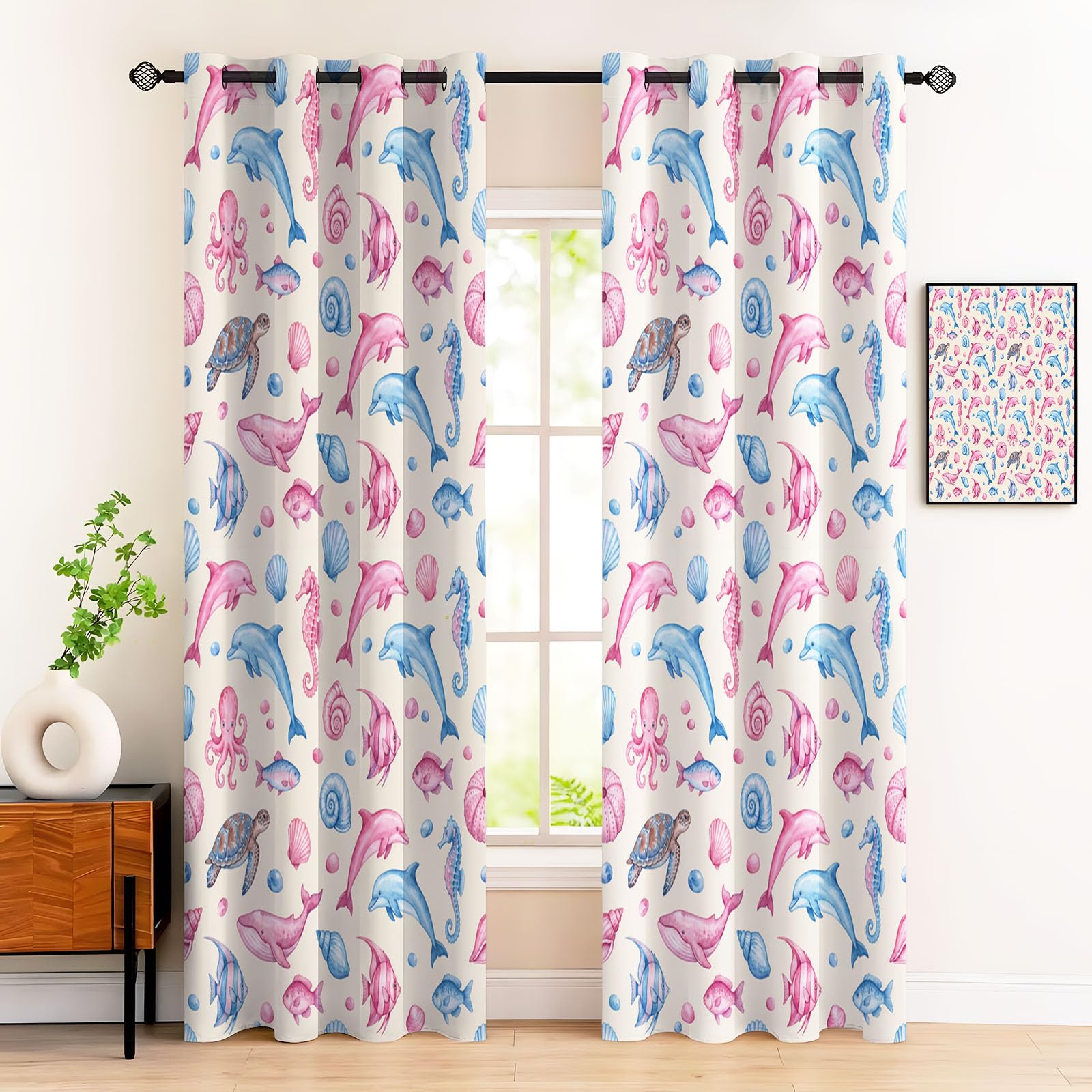 Rideau opaque anti bruit dauphins pour le calme du salon et de la chambre