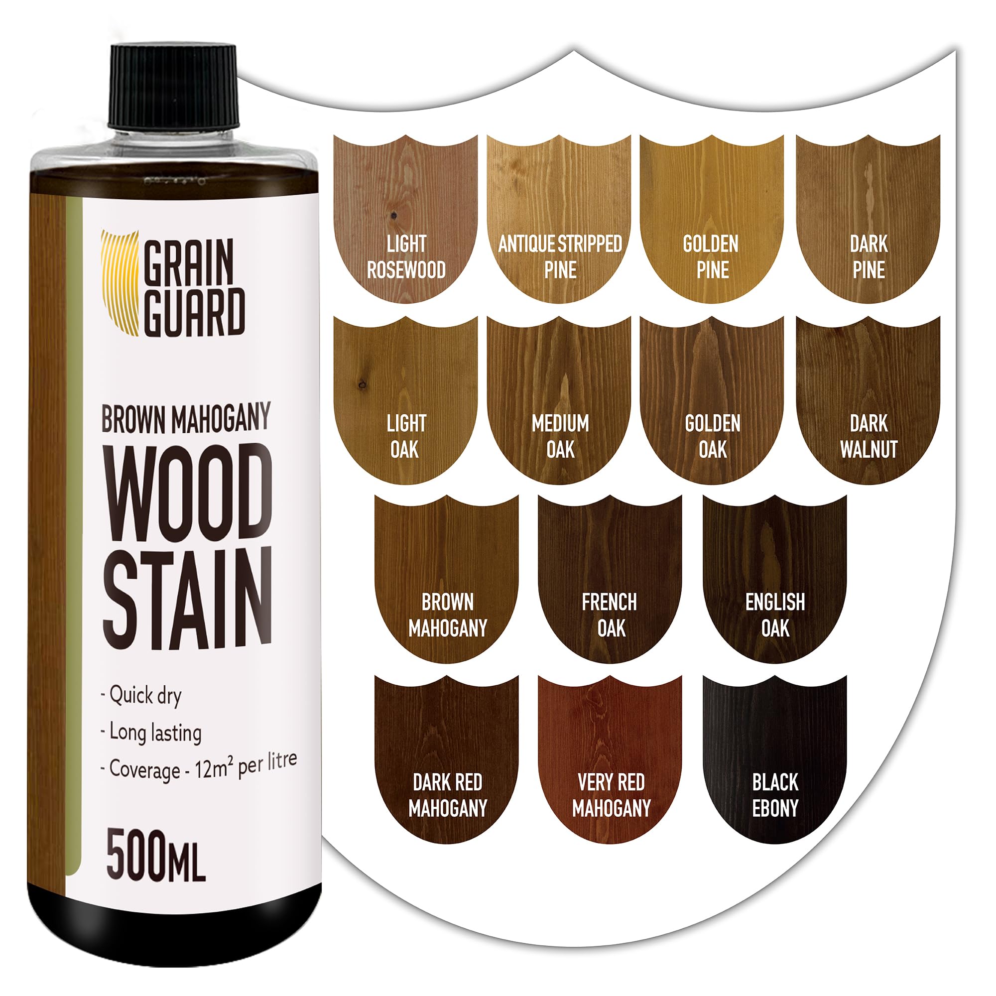 Wood Stain Water Based | Brown Mahogany | 500ml | Interior Furniture Stain | Light & Dark Stains | Eco-Friendly & Non-Toxic Wood Dye | Easy Application | Quick Dry & Low Odour